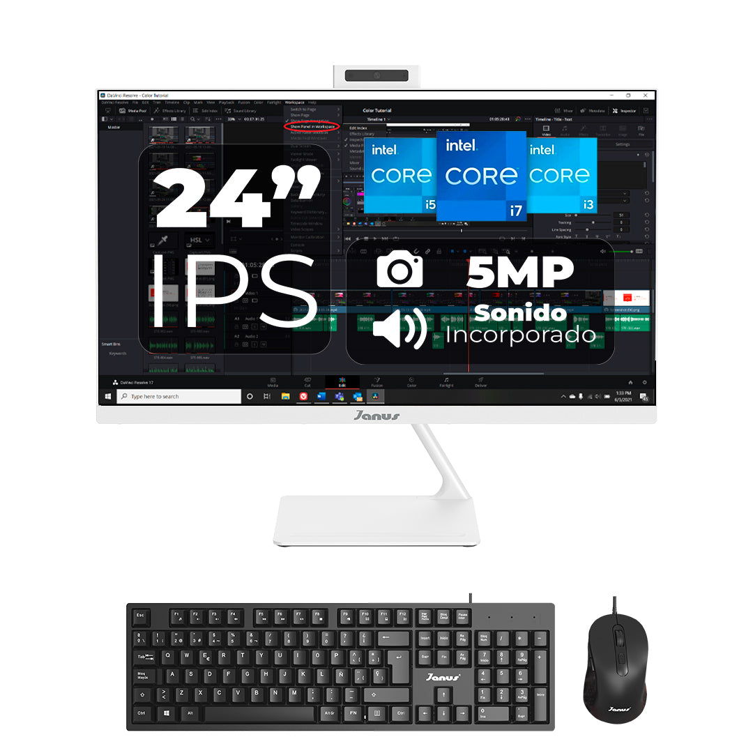 All IN ONE JANUS 24" INTEL CORE I5 14400 MEMORIA RAM 16GB SO-DIMM SSD 512GB M.2   BOARD H610I