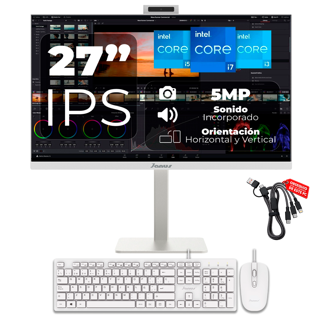 All In One 27 Pulgadas Janus INTEL CORE I5 12400 MEMORIA RAM 16GB SO-DIMM SSD 512GB M.2   Board H610I