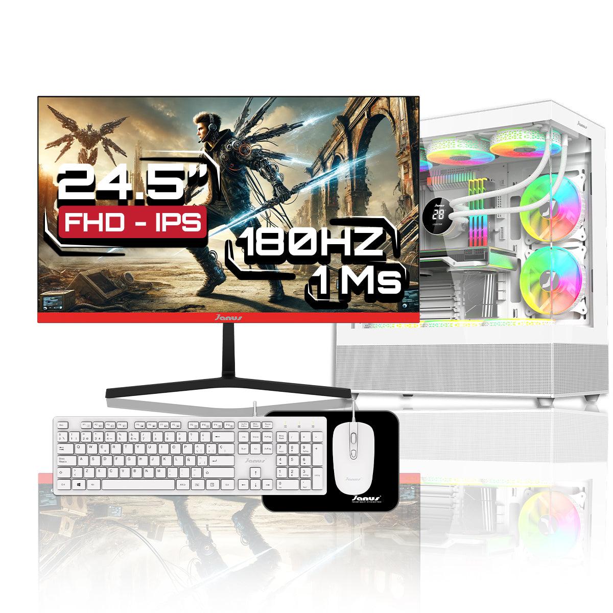 Computador Gamer Janus AMD RYZEN 7 5700G MEMORIA RAM 16GB SSD 1TB M.2   Board A520M   Refrigeracion Liquida 360MM BLANCA FUENTE Janus 650W 80 PLUS BRONZE