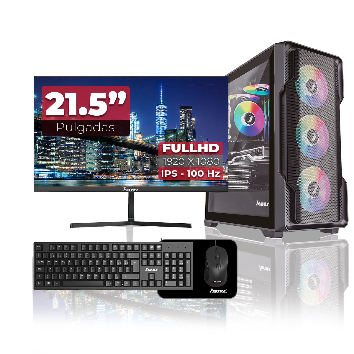 COMPUTADOR GAMER JANUS AMD RYZEN 7 5700G MEMORIA RAM 16GB RGB SSD 512GB M.2   BOARD A520M-AC WIFI   REFRIGERACION LIQUIDA 360MM NEGRA FUENTE JANUS 650W 80 PLUS BRONZE