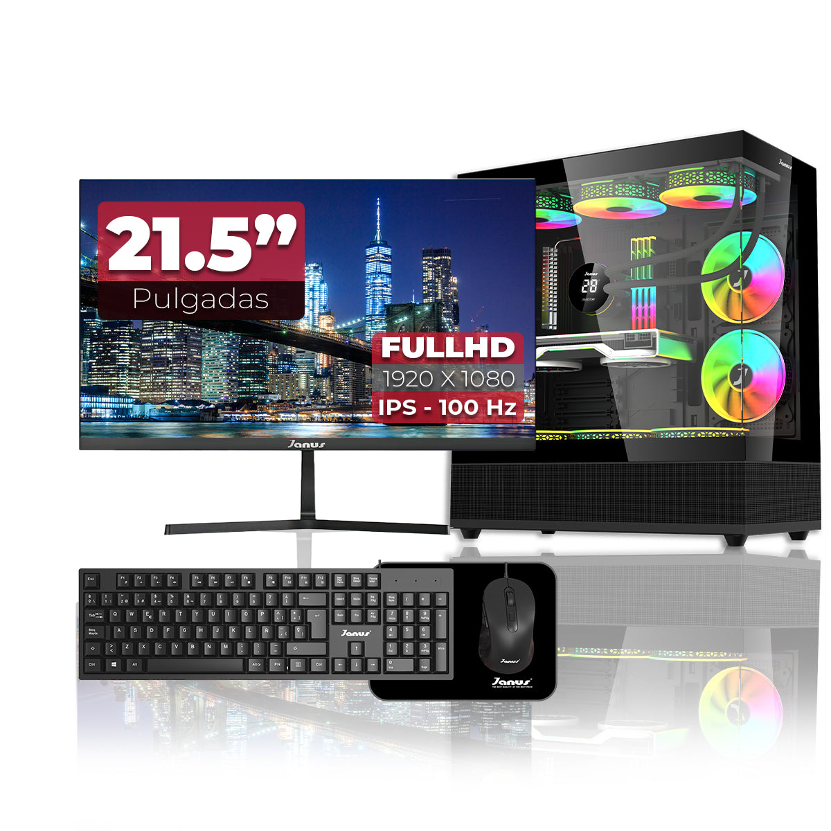Computador Gamer Janus INTEL CORE I5 12400 MEMORIA RAM 16GB RGB DDR4 SSD 512GB M.2   Board B760M-HDV/M.2   Refrigeracion Liquida 360MM NEGRA FUENTE Janus 400W