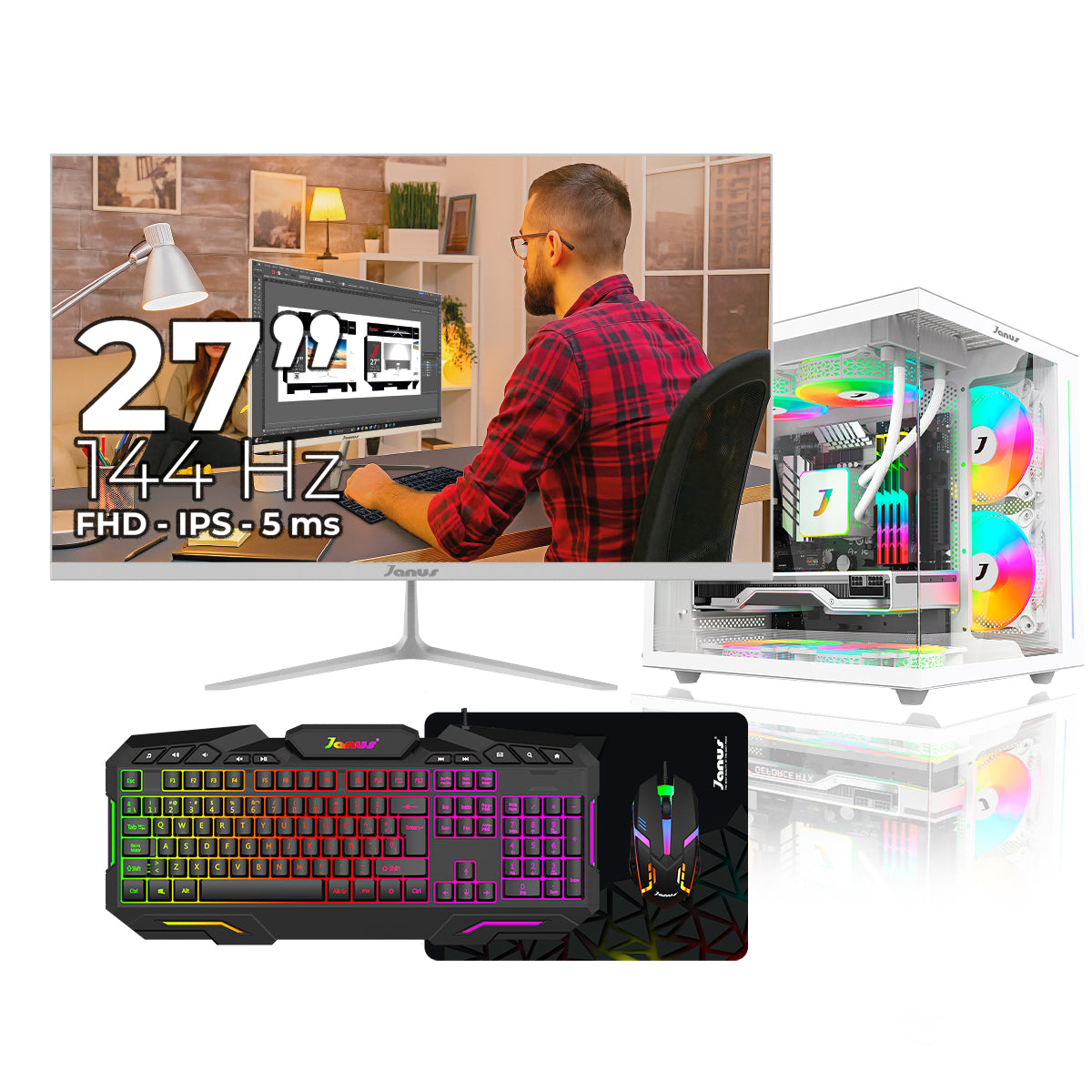 Computador Gamer Janus Amd Ryzen 7 5700G Memoria Ram 16Gb Rgb Ssd 1Tb M.2   Board A520M    Fuente Janus 400W