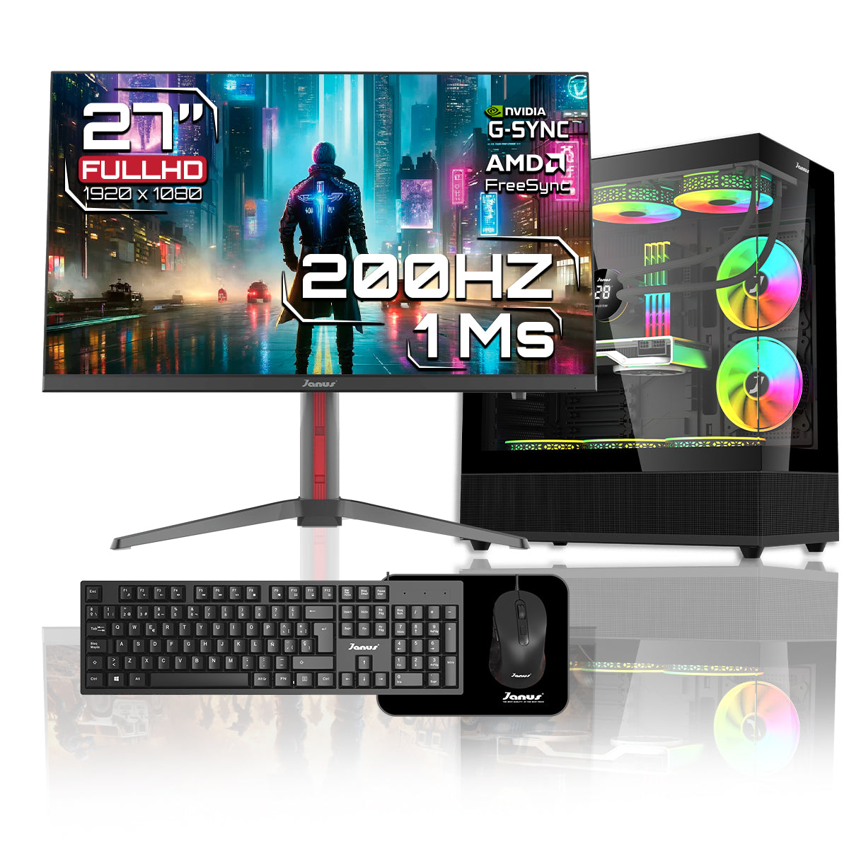 Computador Gamer Janus INTEL CORE I5 12400 MEMORIA RAM 16GB RGB DDR4 SSD 512GB M.2   Board B760M-HDV/M.2   Refrigeracion Liquida 360MM NEGRA FUENTE Janus 400W