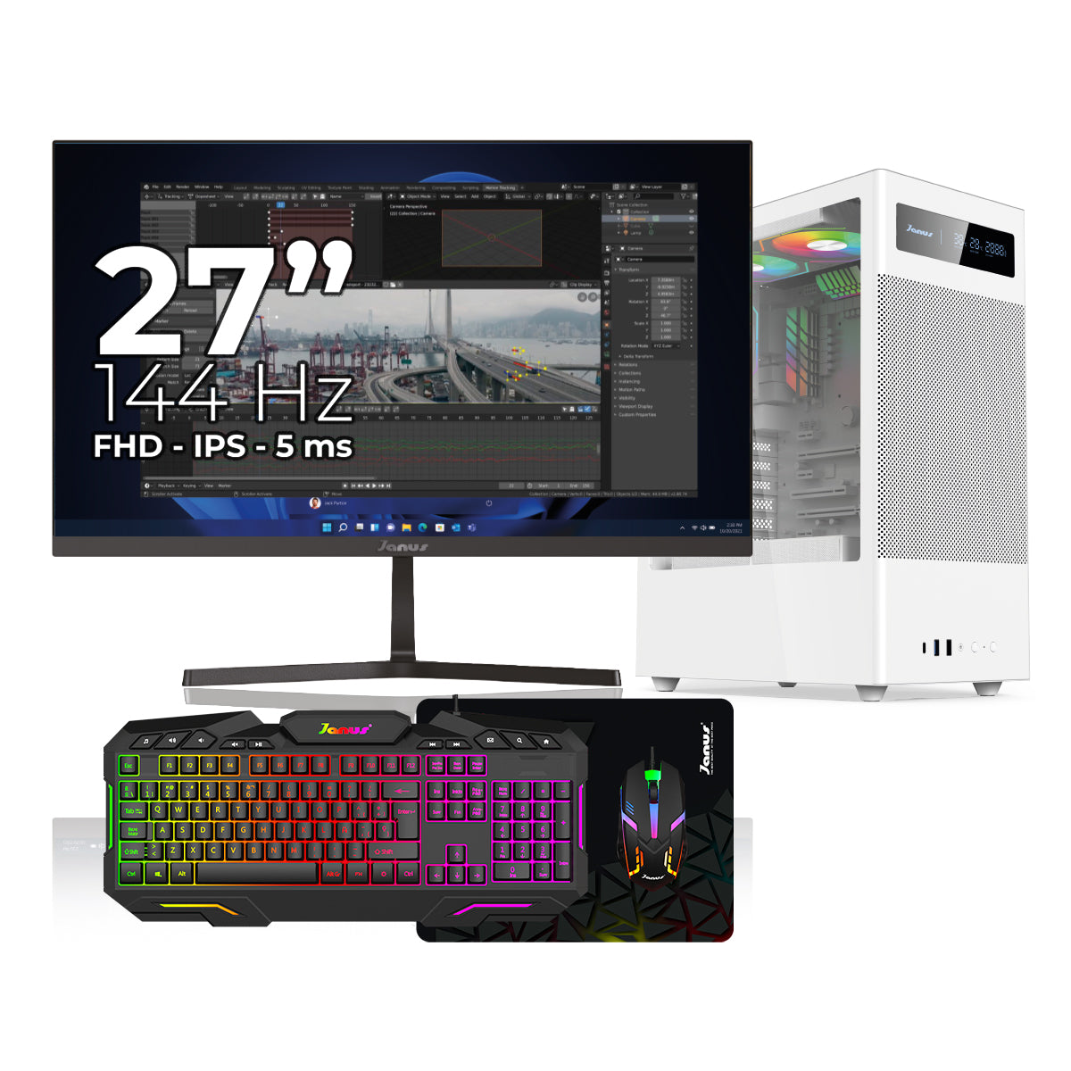 Computador de Escritorio Janus AMD RYZEN 7 8700G Memoria RAM 16GB RGB DDR5 SSD 512GB M.2   Board B650M-HDV   Disipador ARGB Fuente Janus 850W + 80 BRONZE