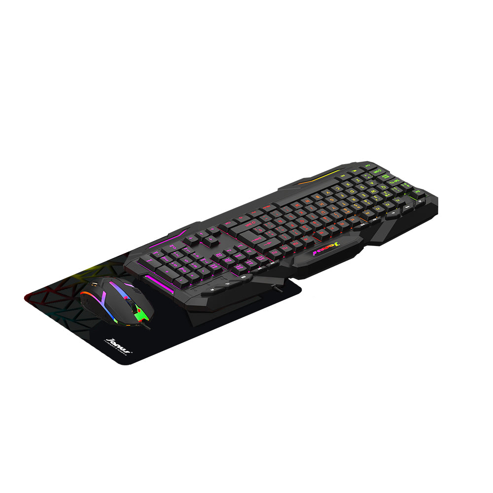 COMBO TECLADO MEMBRANA +MOUSE JANUS  GAMER XTREME PRIME ILUMINADO EN COLORES
