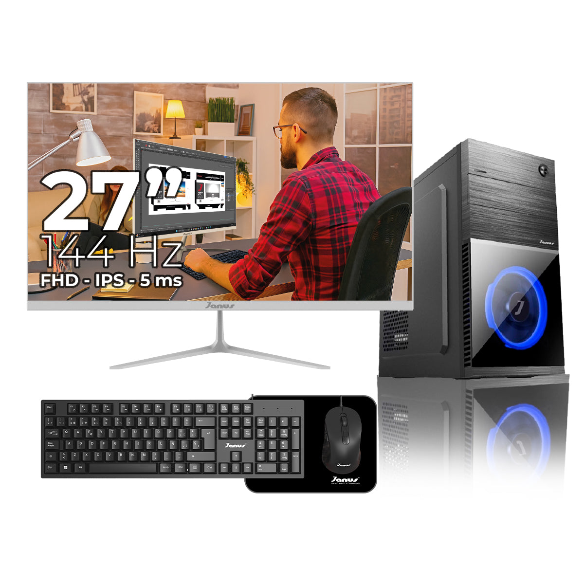 Computador de Escritorio Janus INTEL CORE I3 10100 Memoria RAM 16GB SSD 512GB SATA   Board H470M-HVS    Fuente Janus 400W