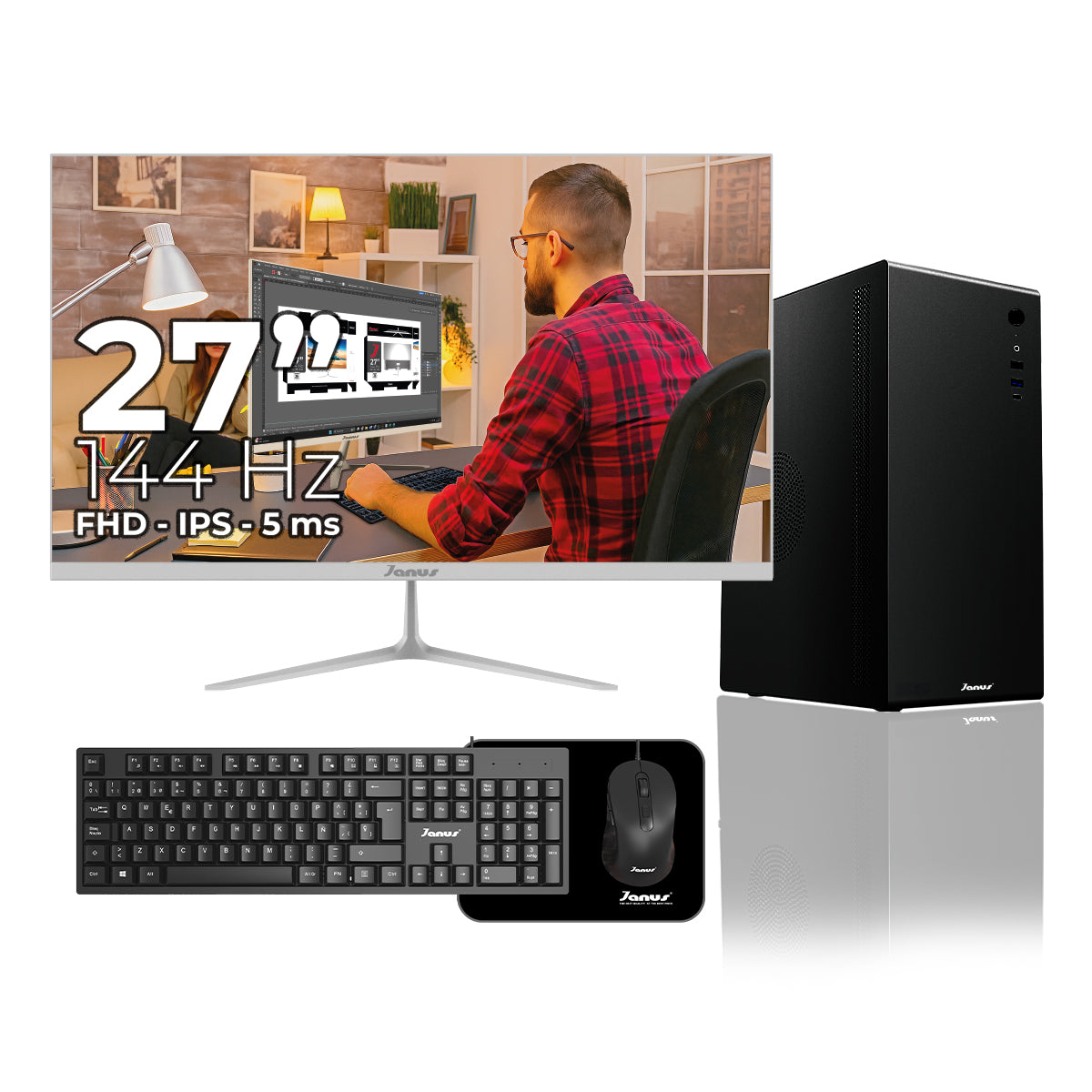 Computador de Escritorio Janus INTEL CORE I5 10400 Memoria RAM 8GB SSD 512GB SATA   Board H410M-HDV    Fuente Janus 400W