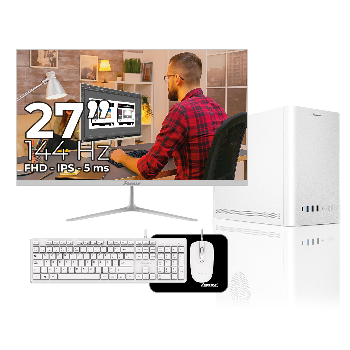 COMPUTADOR DE ESCRITORIO JANUS AMD RYZEN 7 5700G MEMORIA RAM 16GB SSD 512GB M.2   BOARD A520M   FUENTE JANUS 350W