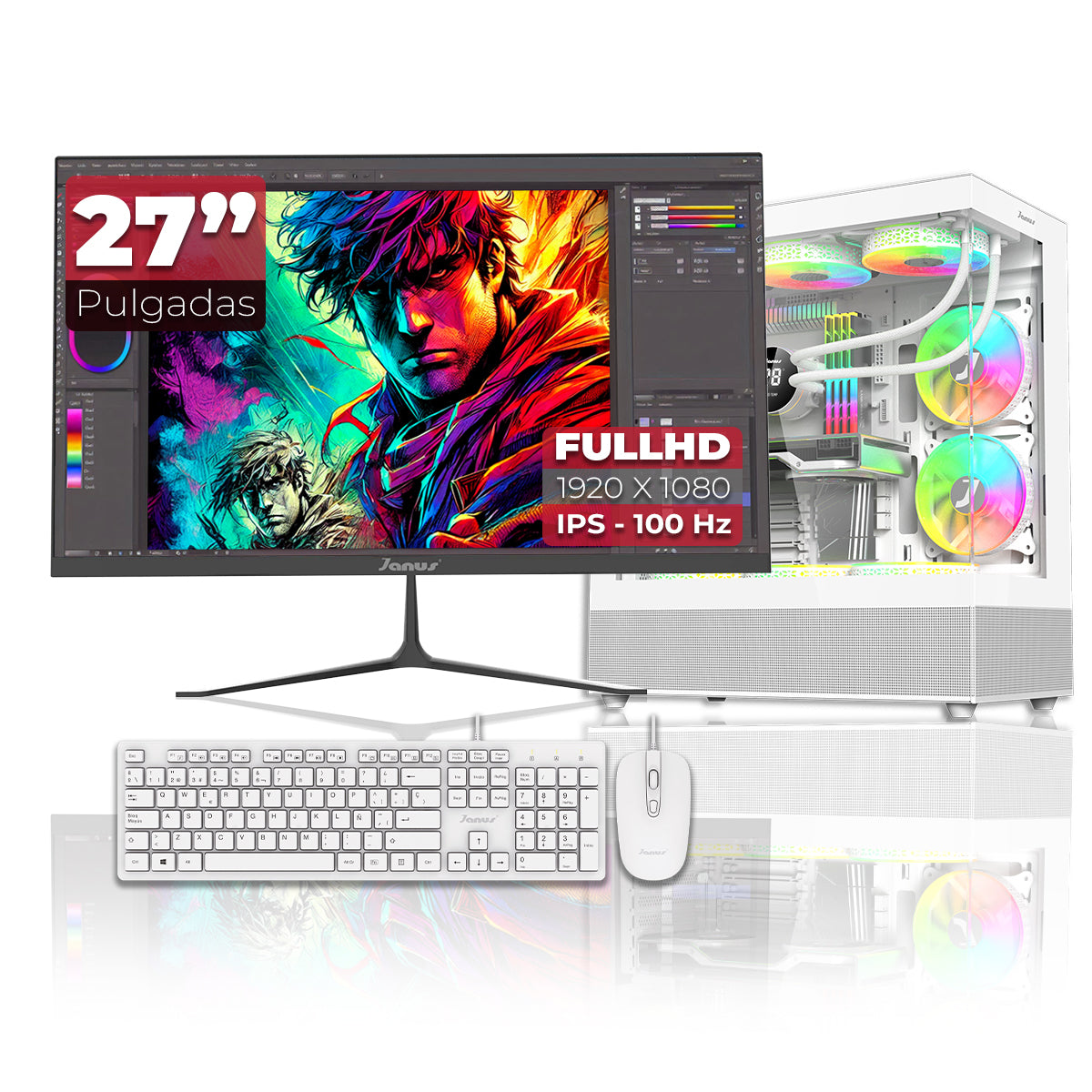Computador Gamer Janus Amd Ryzen 5 5600Gt Memoria Ram 16Gb Rgb Ssd 512Gb M.2   Board A520M   Disipador Argb Fuente Janus 650W 80 Plus Bronze