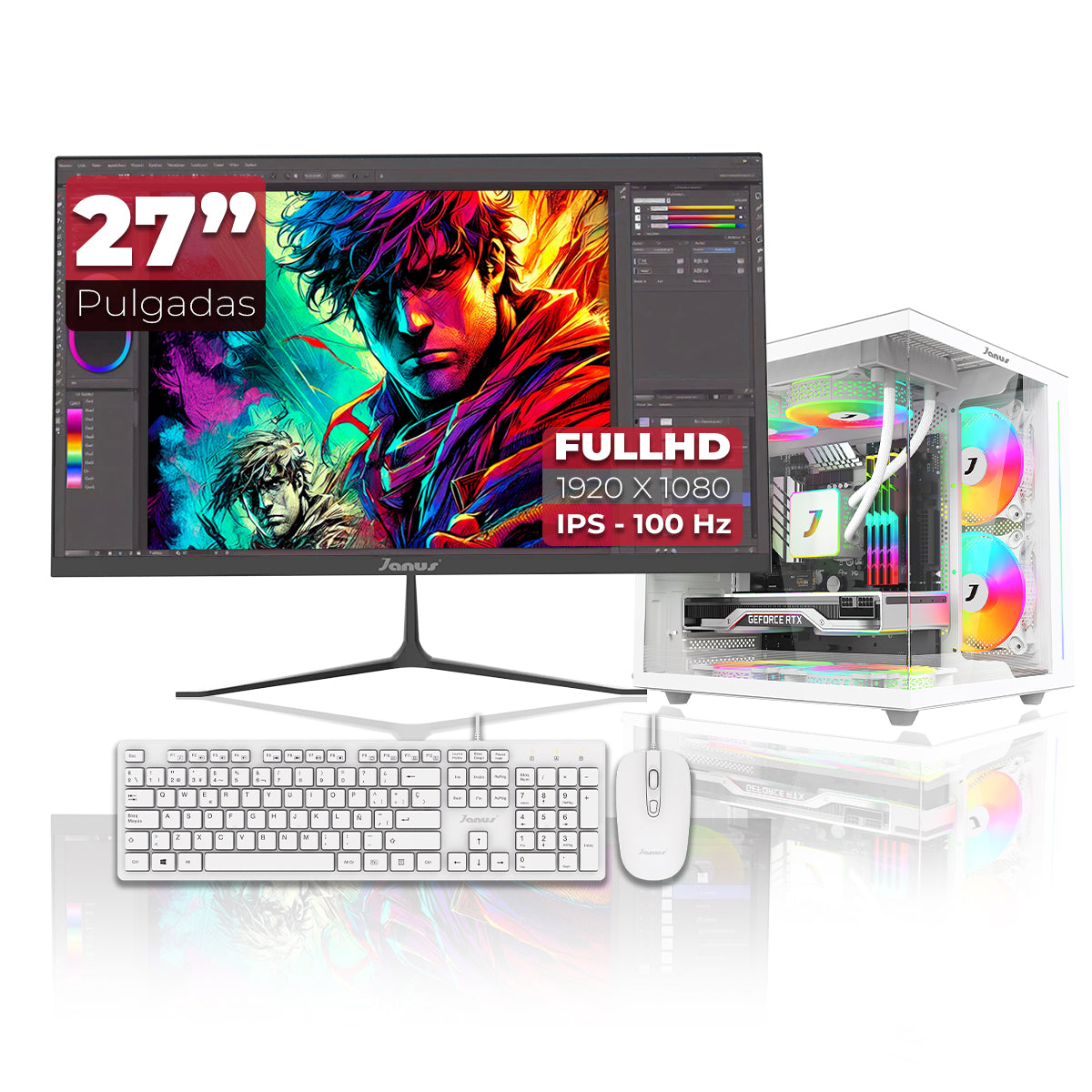 COMPUTADOR GAMER JANUS AMD RYZEN 7 5700G MEMORIA RAM 16GB RGB SSD 512GB M.2   BOARD A520M    FUENTE JANUS 550W