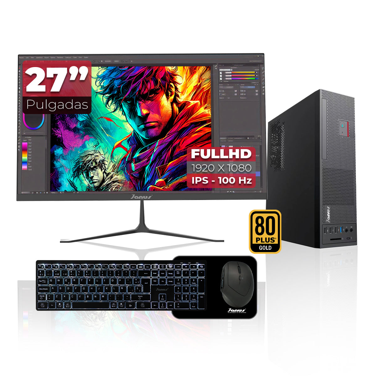 Workstation Janus INTEL CORE I7 14700 MEMORIA RAM 32GB SSD 1TB M.2   Board H610M    FUENTE Janus 300W 80 + GOLD