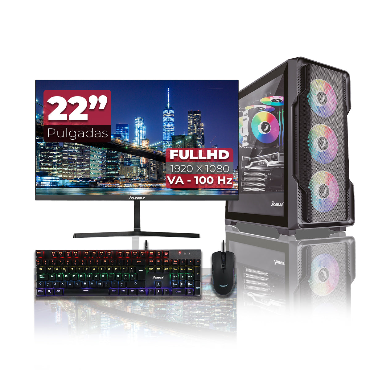 Computador Gamer Janus Amd Ryzen 7 5700G Memoria Ram 16Gb Rgb Ssd 1Tb M.2  Rx 7700 Xt Board B550M Pg Velocita   Refrigeracion Liquida 360Mm Negra Fuente Janus 650W 80 Plus Bronze