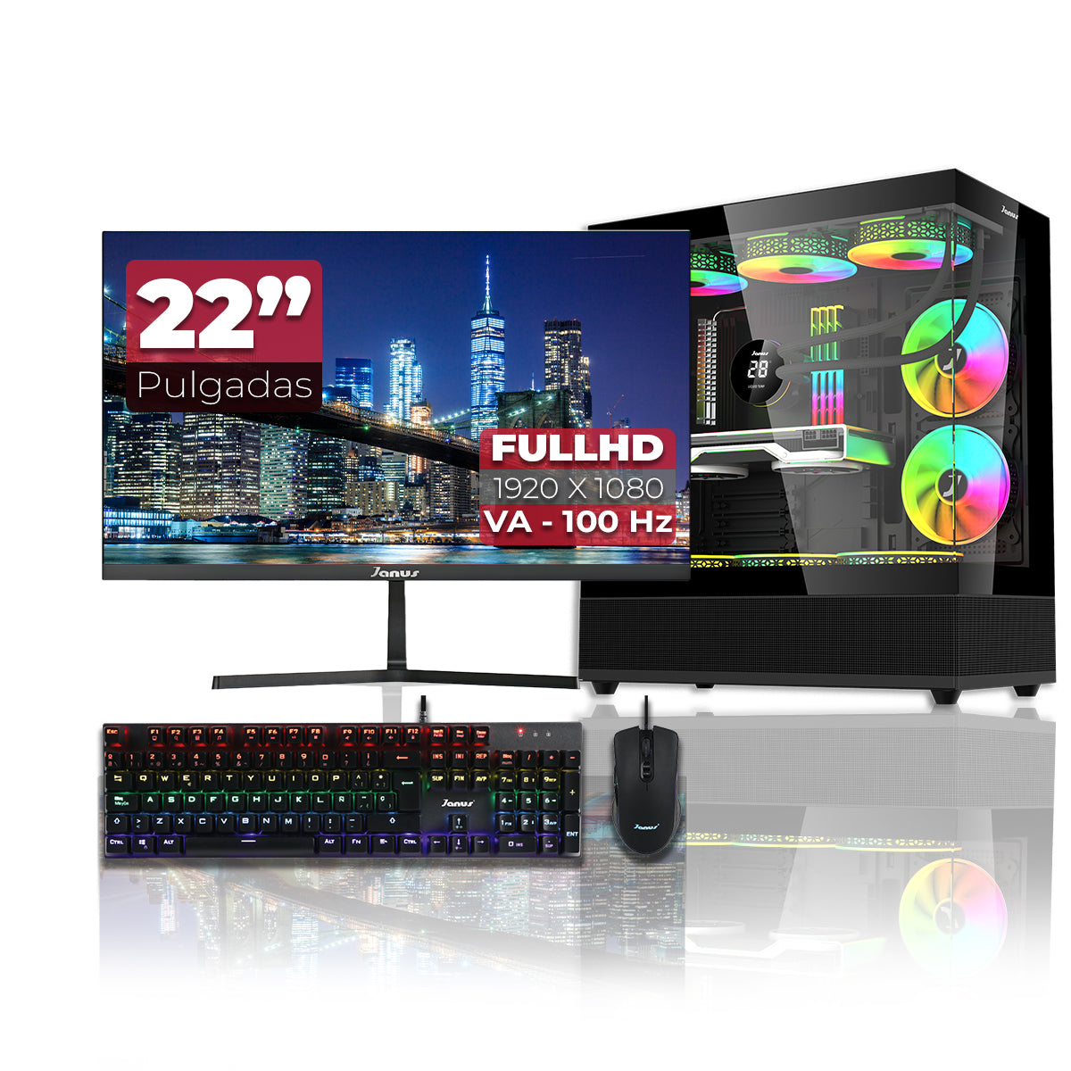 Computador Gamer Janus Amd Ryzen 7 5700G Memoria Ram 16Gb Rgb Ddr5 Ssd 1Tb M.2   Board B650 Gaming Plus Wifi   Refrigeracion Liquida 360Mm Negra Fuente Janus 650W 80 Plus Bronzec
