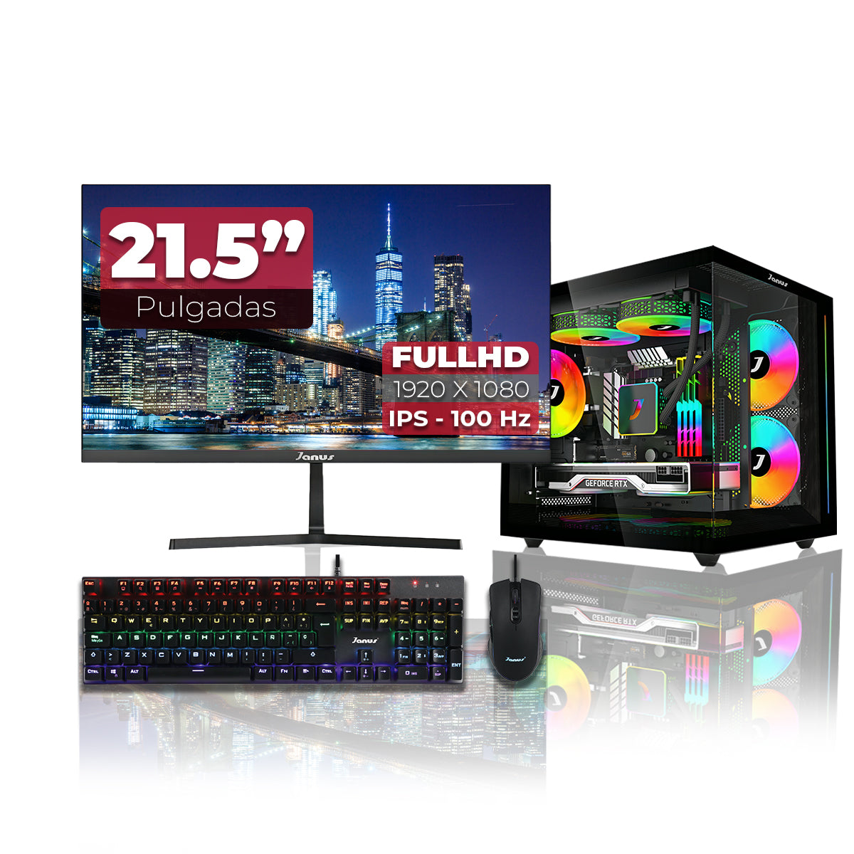 Computador Gamer Janus INTEL CORE I5 14400F MEMORIA RAM 16GB RGB SSD 1TB M.2  RTX 3050 Board H610M    FUENTE Janus 400W