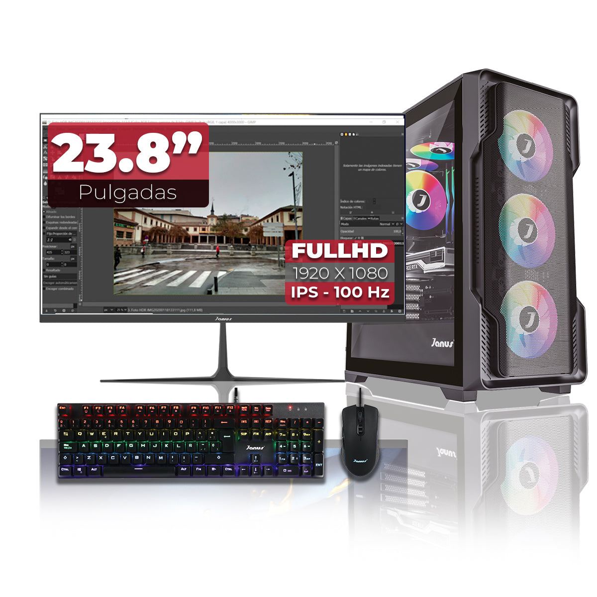 Computador Gamer Janus Amd Ryzen 5 8500G Memoria Ram 16Gb Rgb Ddr5 Ssd 1Tb M.2   Board A620M-Hdv-M2   Disipador Argb Fuente Janus 650W 80 Plus Bronze