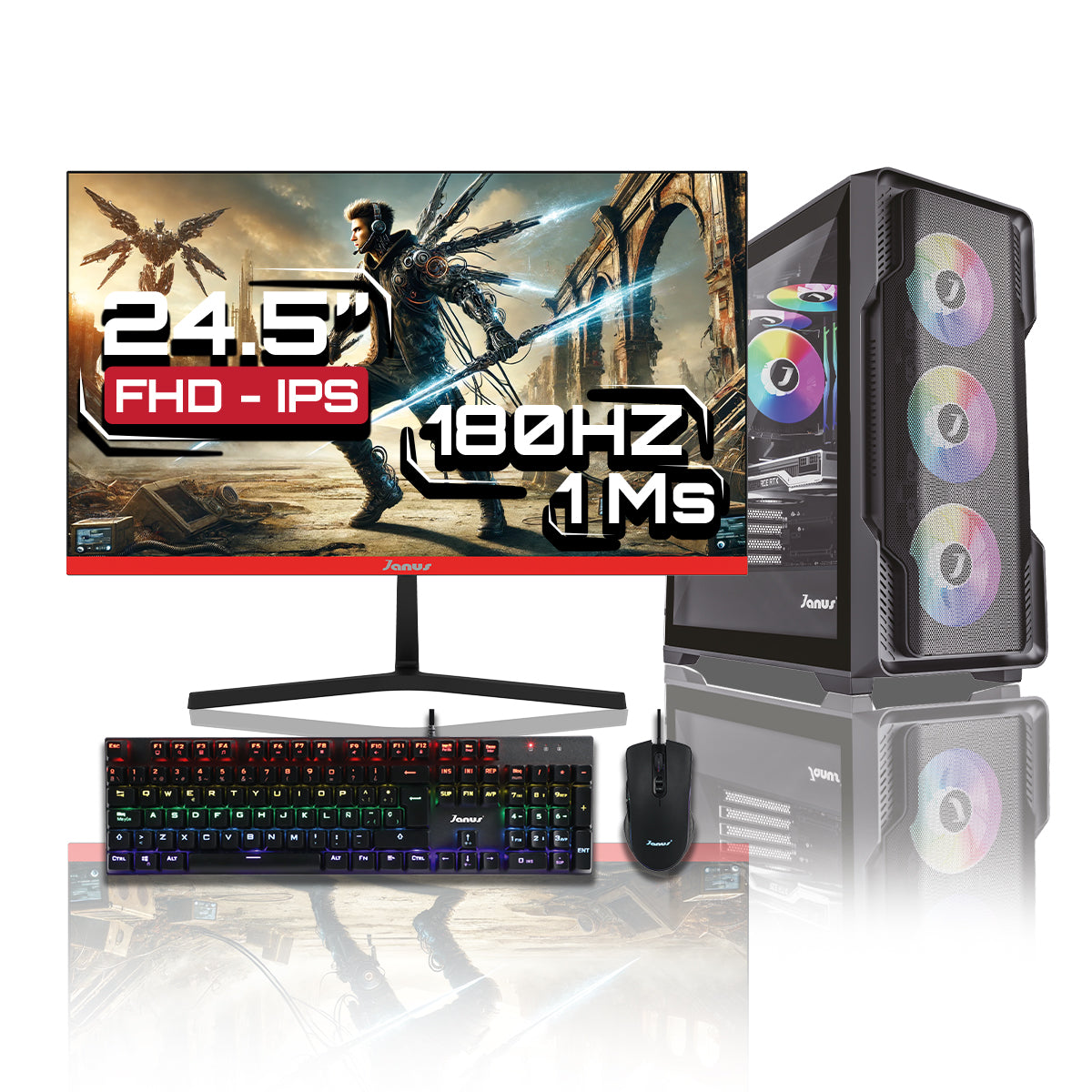 Computador Gamer Janus AMD RYZEN 7 5700G MEMORIA RAM 16GB RGB SSD 512GB M.2  RX 7700 XT Board A520M-AC WIFI   Refrigeracion Liquida 360MM NEGRA FUENTE Janus 650W 80 PLUS BRONZE