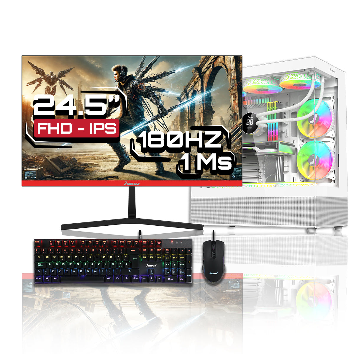 Computador Gamer Janus Intel Core I7 Ultra 265K Memoria Ram 32Gb Rgb Ddr5 Ssd 1Tb M.2   Board Z890 Livemixer Wifi   Refrigeracion Liquida 360Mm Blanca Fuente Janus 650W+80Bz