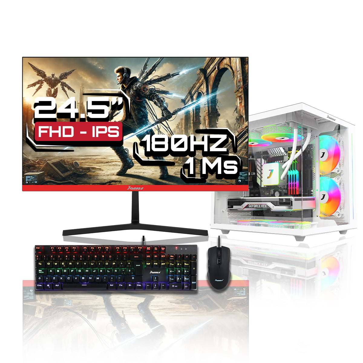 Computador Gamer Janus AMD RYZEN 7 8700G MEMORIA RAM 16GB RGB DDR5 SSD 1TB M.2   Board A620M-HDV-M2   Refrigeracion Liquida 240MM BLANCA FUENTE Janus 650W 80 PLUS BRONZE
