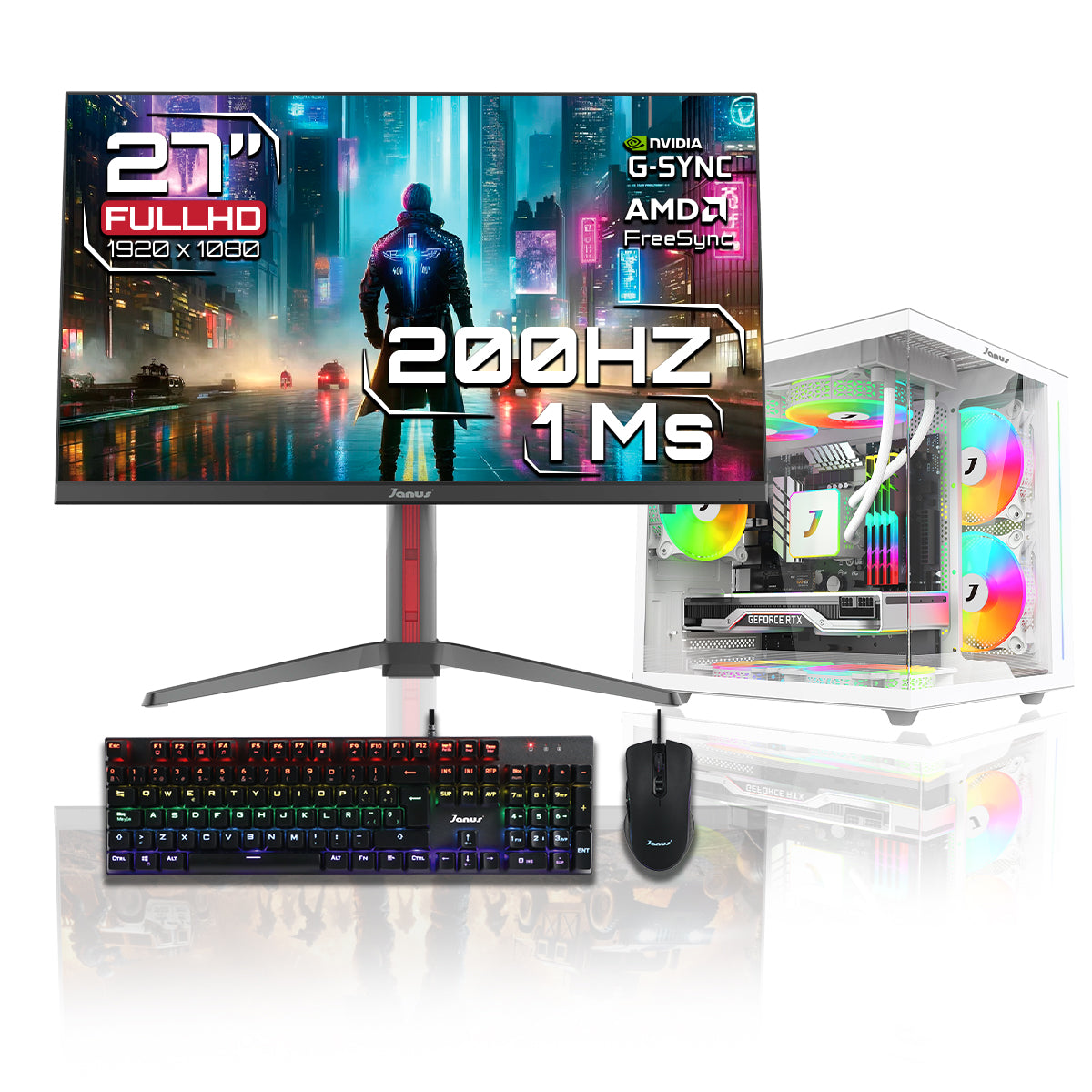 Computador Gamer Janus AMD RYZEN 7 8700G MEMORIA RAM 16GB RGB DDR5 SSD 1TB M.2   Board A620M-HDV-M2   Refrigeracion Liquida 240MM BLANCA FUENTE Janus 650W 80 PLUS BRONZE