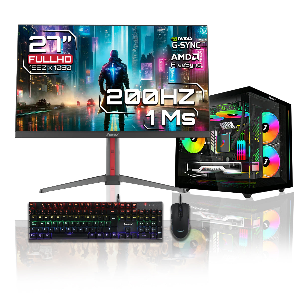 Computador Gamer Janus INTEL CORE I5 14400F MEMORIA RAM 16GB RGB SSD 1TB M.2  RTX 3050 Board H610M    FUENTE Janus 400W