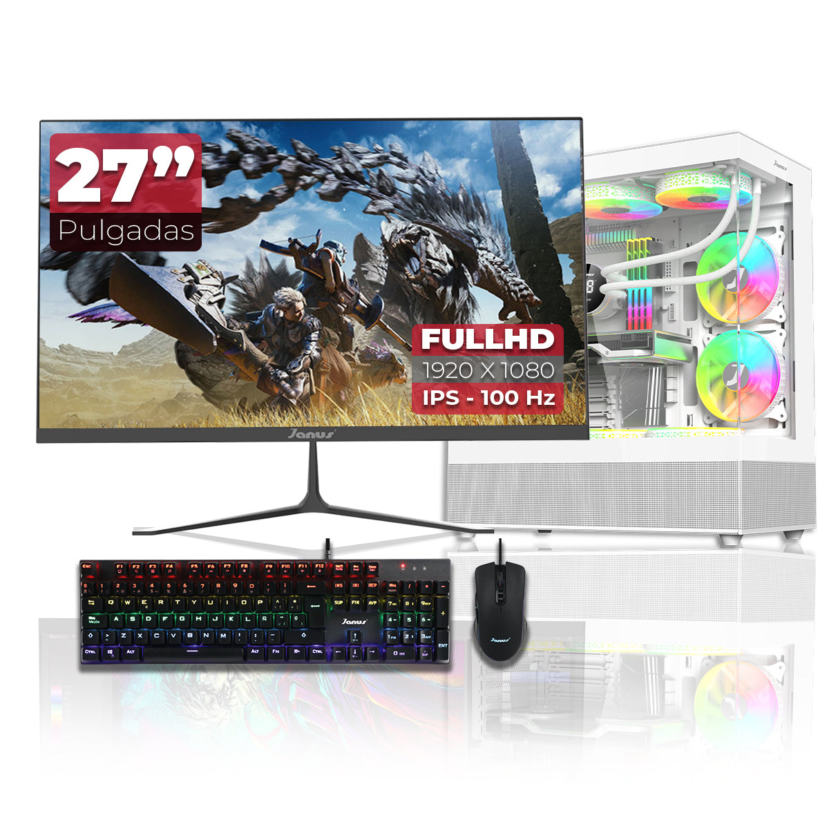 Computador Gamer Janus Amd Ryzen 5 9600X Memoria Ram 16Gb Rgb Ddr5 Ssd 1Tb M.2  Rx 7700 Xt Board A620M-E Pro    Fuente Janus 650W 80 Plus Bronze