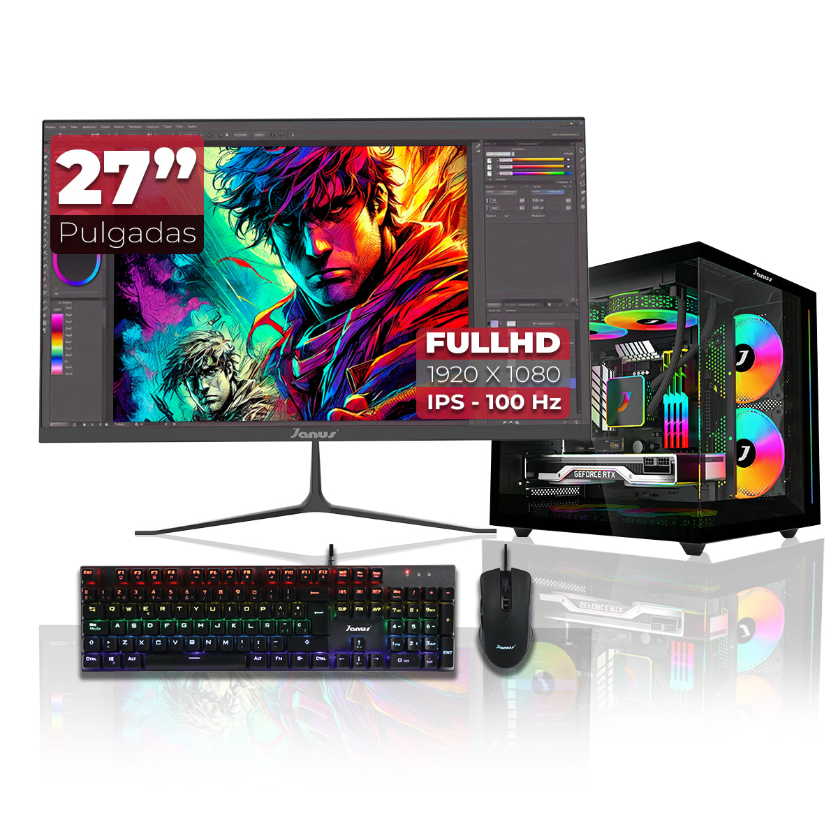 Computador Gamer Janus INTEL CORE I5 14400F MEMORIA RAM 16GB RGB SSD 1TB M.2  RTX 3050 Board H610M    FUENTE Janus 400W