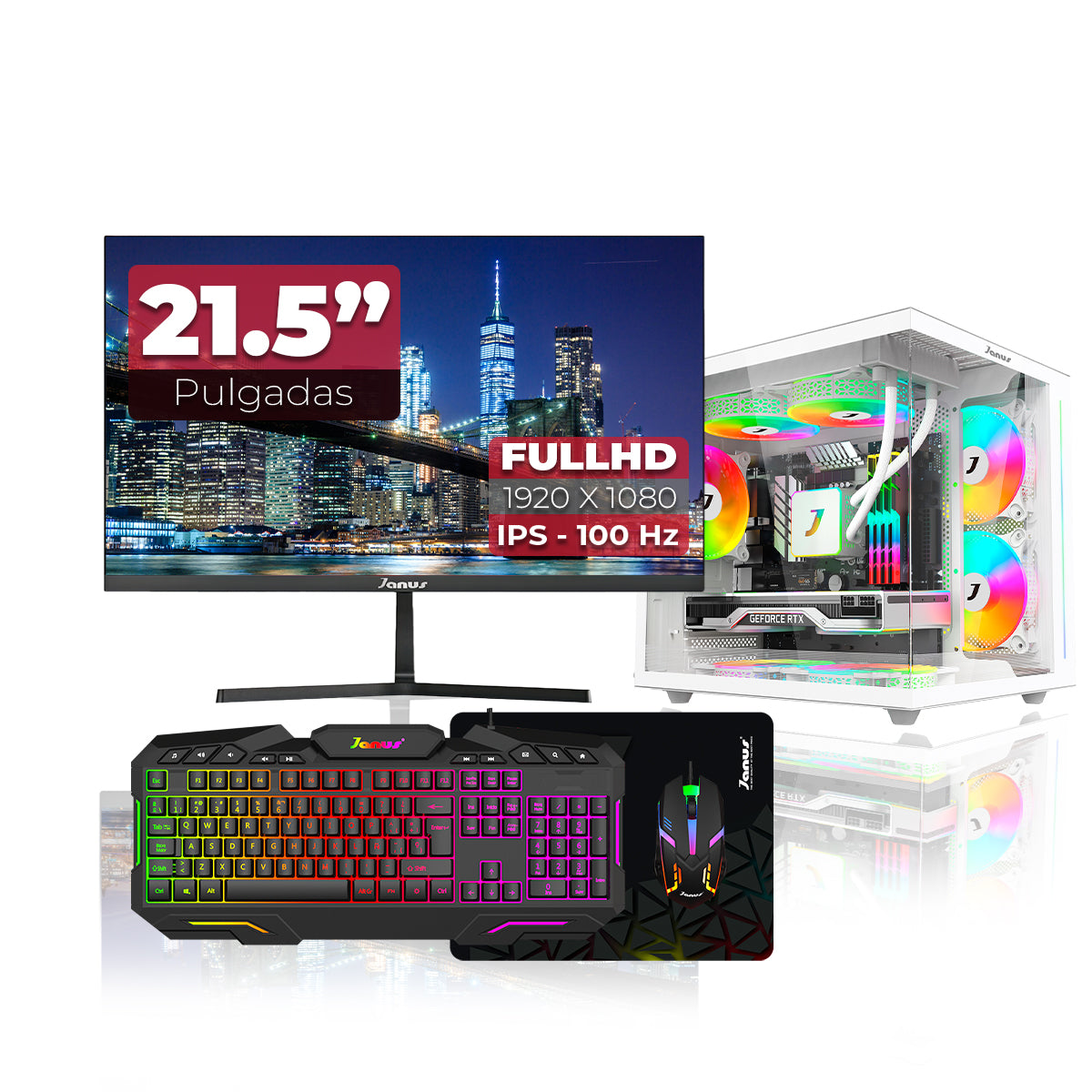 Computador Gamer Janus INTEL CORE I5 12400 MEMORIA RAM 16GB RGB DDR5 SSD 512GB M.2   Board B760M-HDV/M.2   Refrigeracion Liquida 240MM BLANCA FUENTE Janus 400W