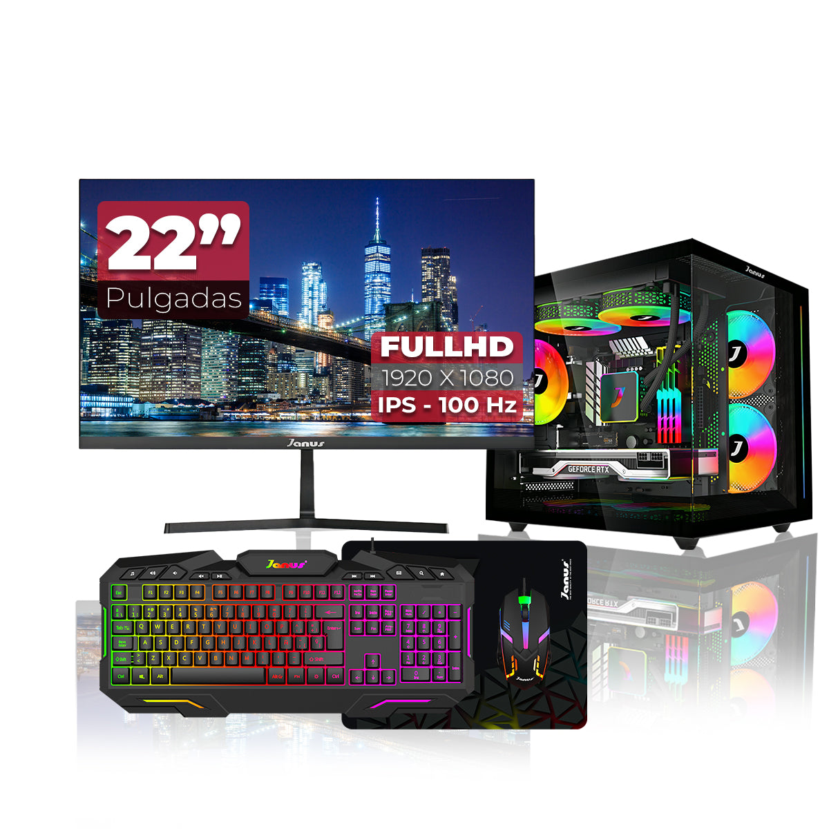 Computador Gamer Janus Amd Ryzen 5 4655G Memoria Ram 16Gb Rgb Ssd 1Tb M.2   Board A520M   Refrigeracion Liquida 240Mm Negra Fuente Janus 400W