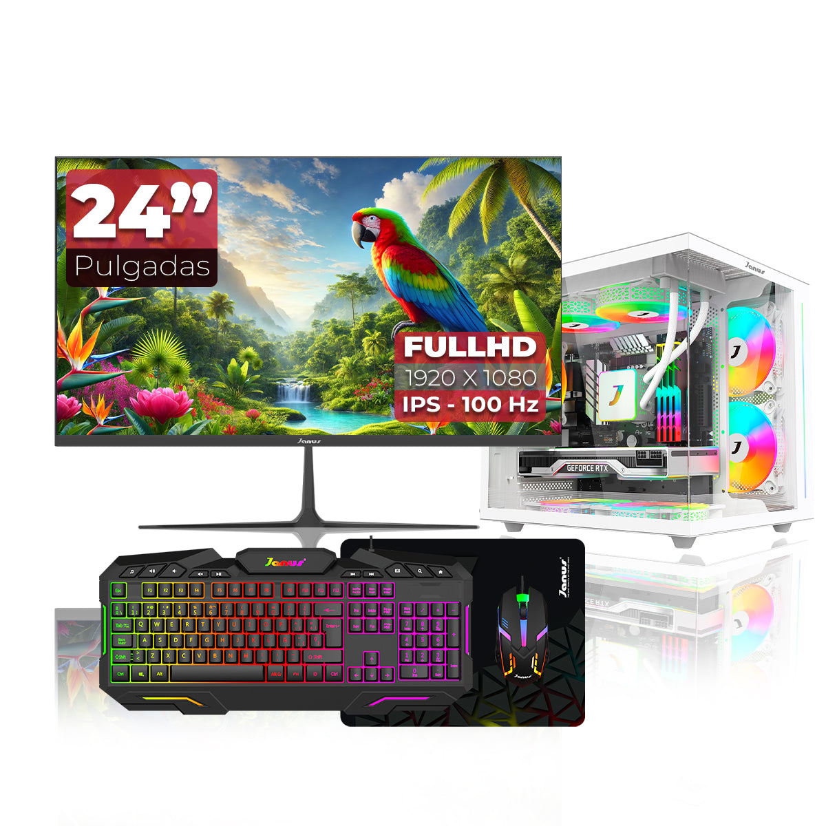 Computador Gamer Janus INTEL CORE I5 12400 MEMORIA RAM 16GB RGB DDR5 SSD 512GB M.2   Board B760M-HDV/M.2   Refrigeracion Liquida 240MM BLANCA FUENTE Janus 400W