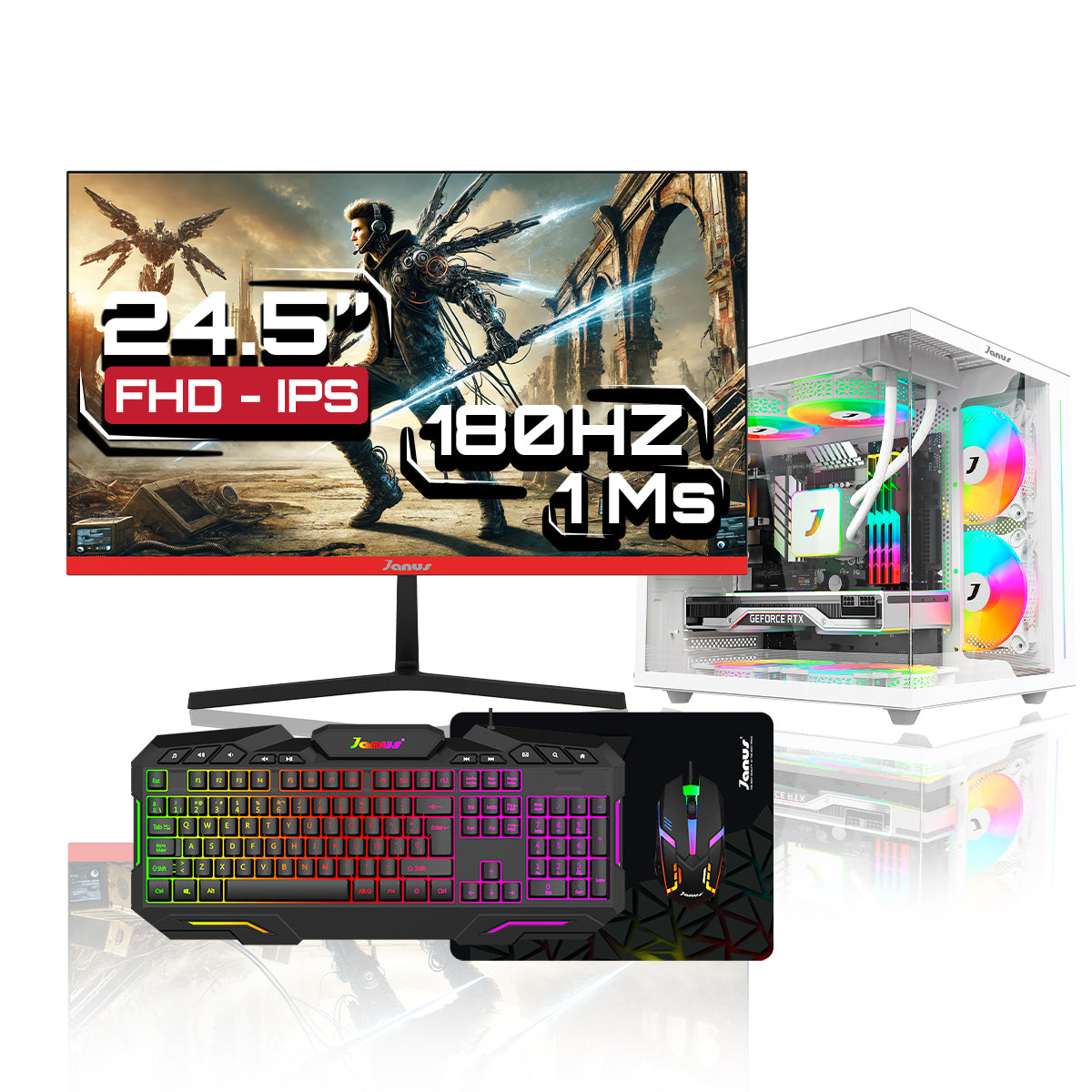 Computador Gamer Janus AMD RYZEN 5 8600G MEMORIA RAM 16GB DDR5 SSD 512GB M.2   Board A620M-HDV-M2   Refrigeracion Liquida 240MM BLANCA FUENTE Janus 400W