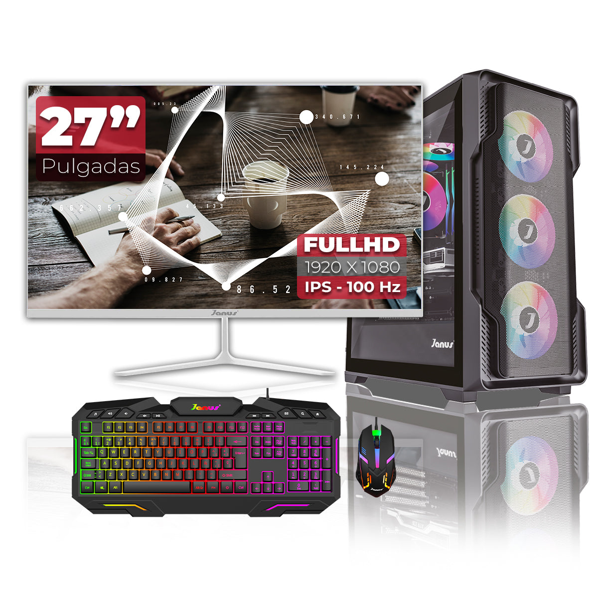 Computador Gamer Janus Amd Ryzen 5 5600G Memoria Ram 16Gb Rgb Ssd 512Gb M.2   Board A520M    Fuente Janus 350W