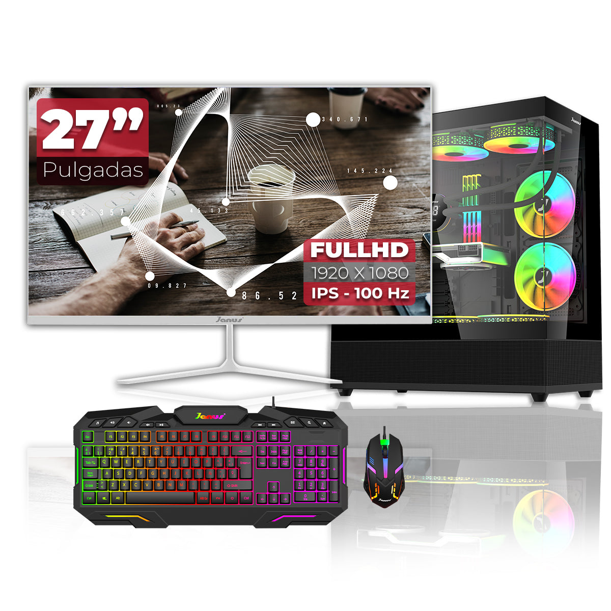 Computador Gamer Janus Amd Ryzen 5 5600Gt Memoria Ram 16Gb Rgb Ssd 512Gb M.2   Board A520M   Disipador Argb Fuente Janus 650W+80Bz