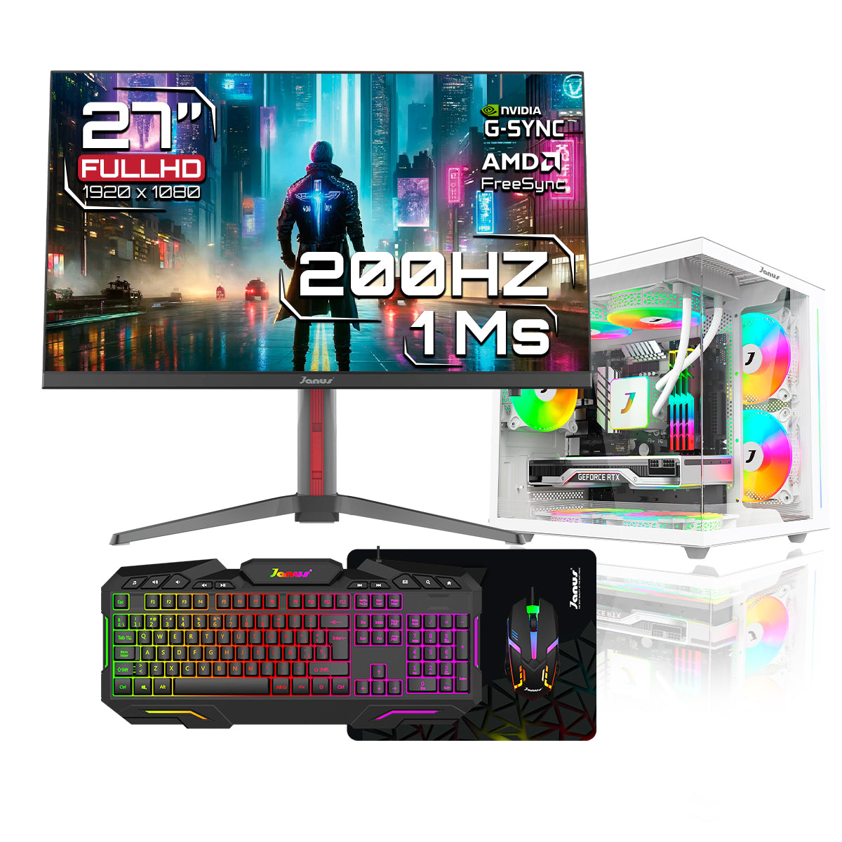 Computador Gamer Janus INTEL CORE I5 12400 MEMORIA RAM 16GB RGB DDR5 SSD 512GB M.2   Board B760M-HDV/M.2   Refrigeracion Liquida 240MM BLANCA FUENTE Janus 400W