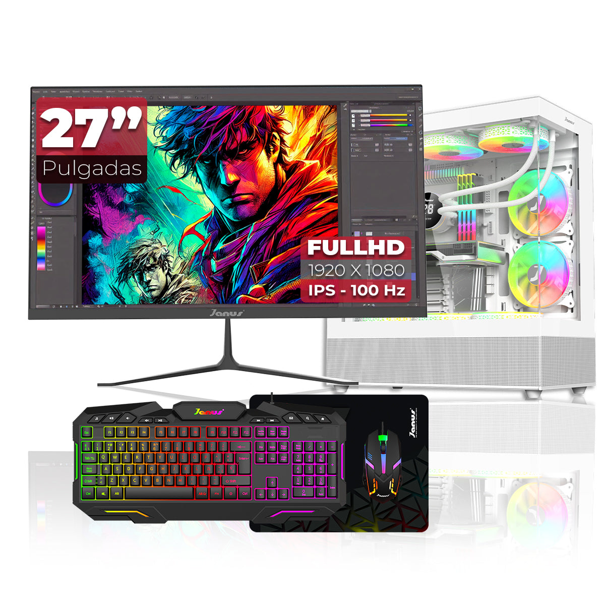 Computador Gamer Janus AMD RYZEN 5 5600GT MEMORIA RAM 16GB RGB SSD 512GB M.2   Board A520M-AC WIFI    FUENTE Janus 400W