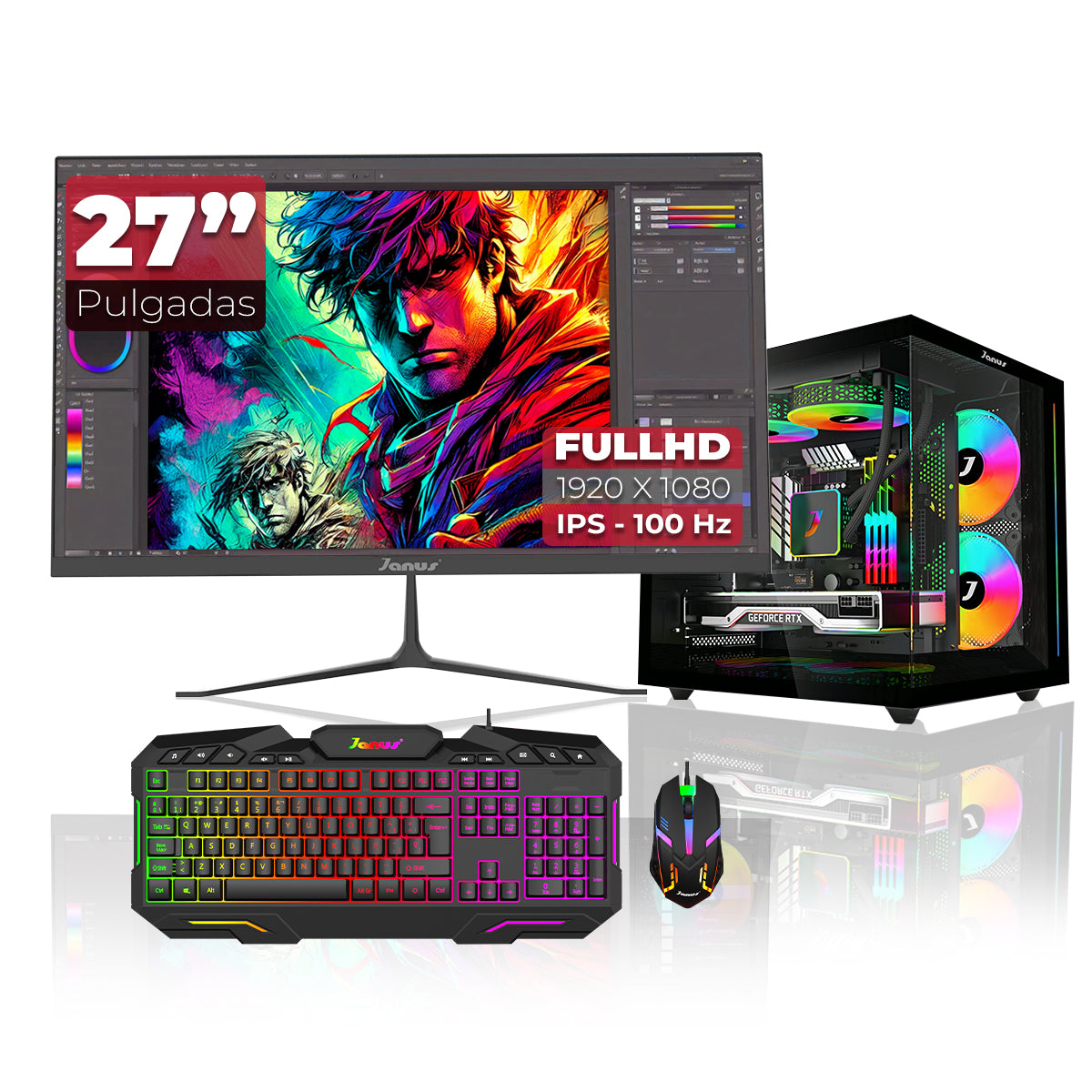 Computador Gamer Janus Amd Ryzen 5 5600Gt Memoria Ram 16Gb Rgb Ssd 512Gb M.2   Board B550M-C Wifi    Fuente Janus 400W