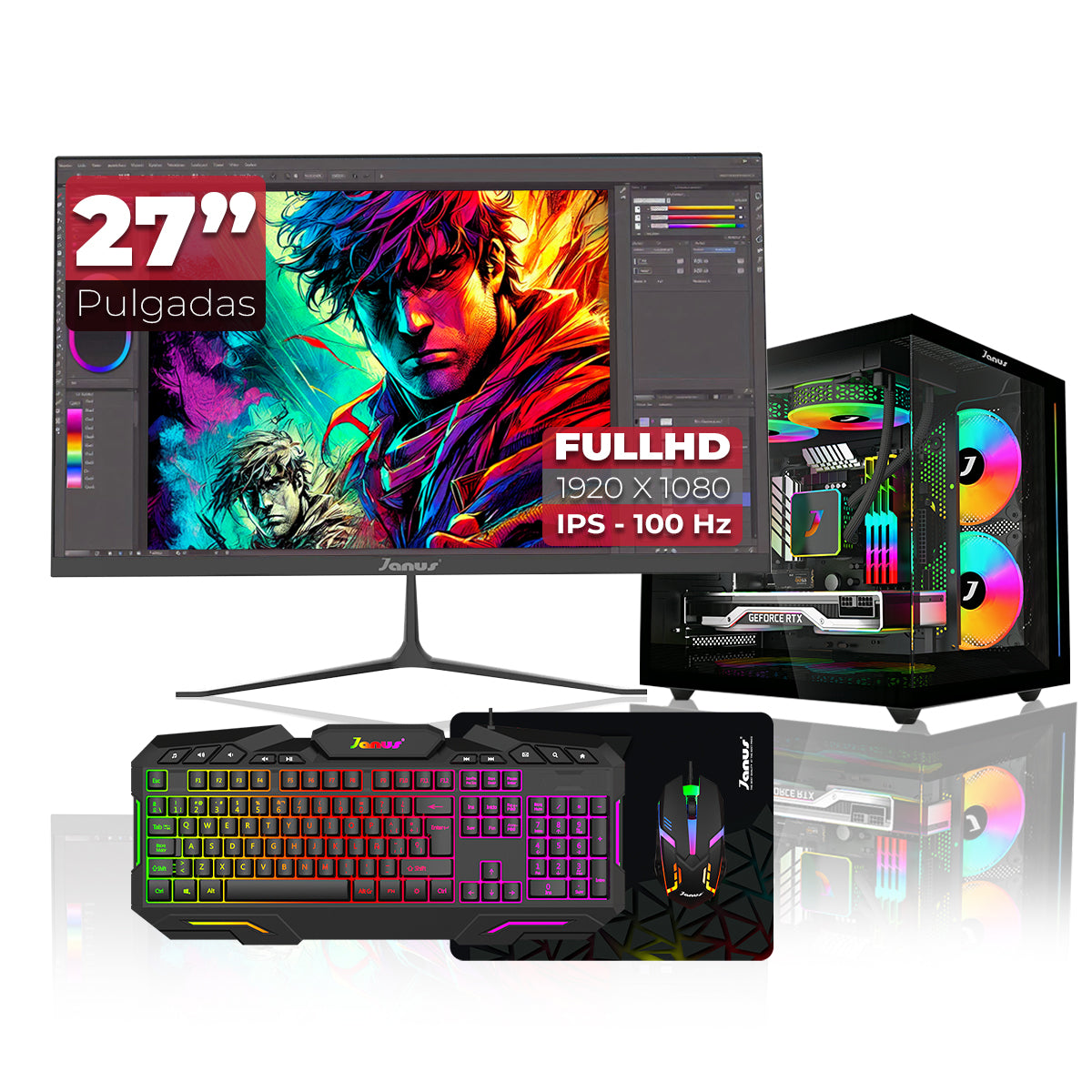 Computador Gamer Janus INTEL CORE I5 12400 MEMORIA RAM 16GB RGB DDR5 SSD 512GB M.2   Board B760M-HDV/M.2   Disipador ARGB FUENTE Janus 400W