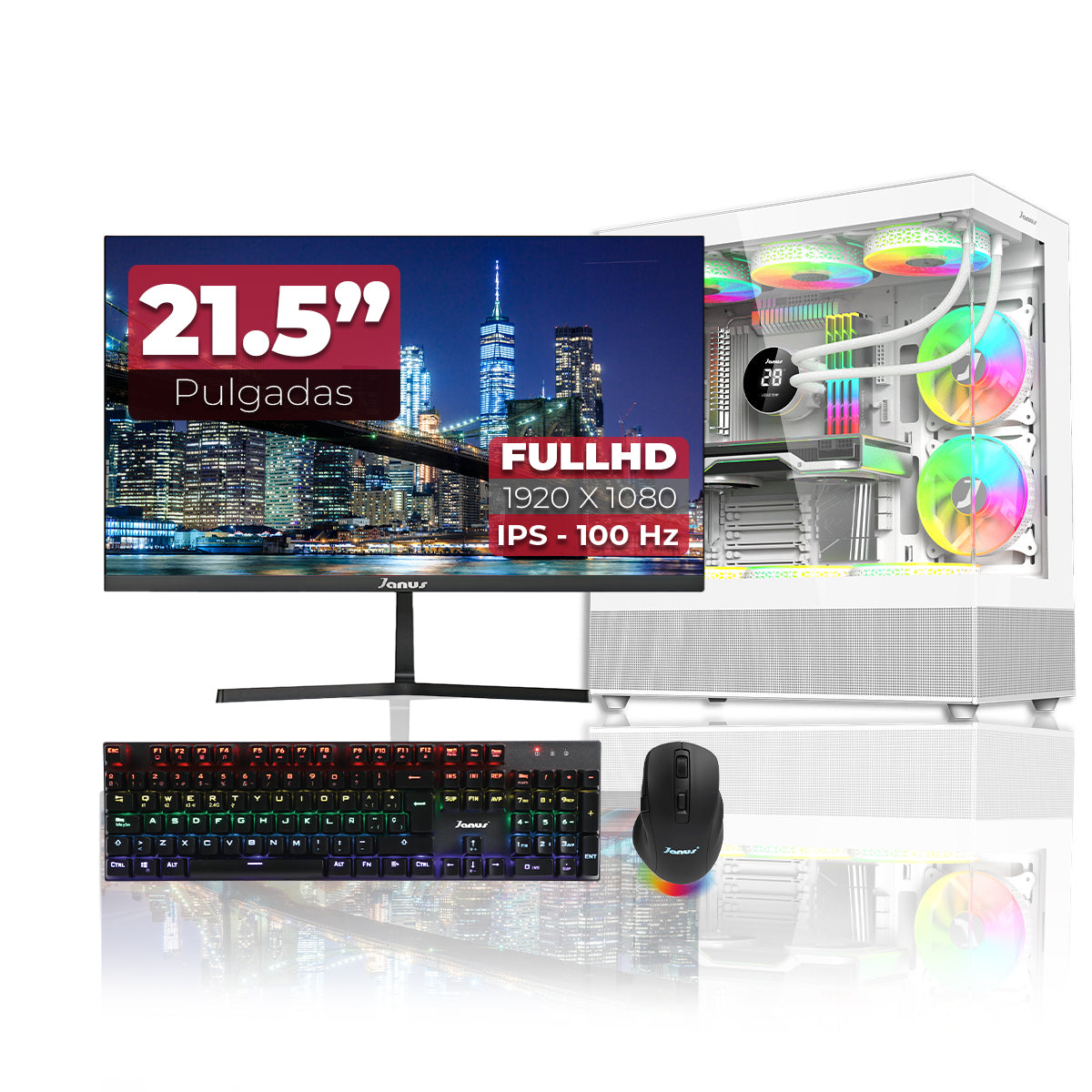 Computador Gamer Janus AMD RYZEN 9 9900X MEMORIA RAM 32GB RGB DDR5 SSD 1TB M.2   Board B850M-X WIFI   Refrigeracion Liquida 360MM NEGRA FUENTE Janus 650W 80 PLUS BRONZE