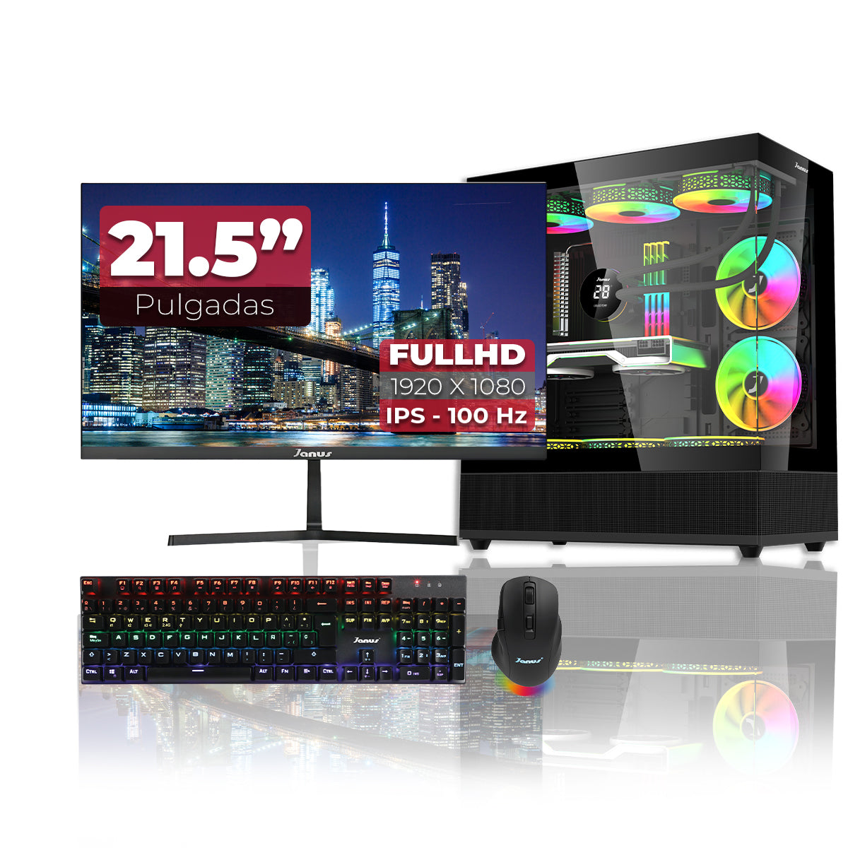 Computador Gamer Janus AMD RYZEN 5 8500G MEMORIA RAM 16GB RGB DDR5 SSD 512GB M.2   Board B650 MPGL WIFI   Refrigeracion Liquida 360MM NEGRA FUENTE Janus 850W + 80 BRONZE