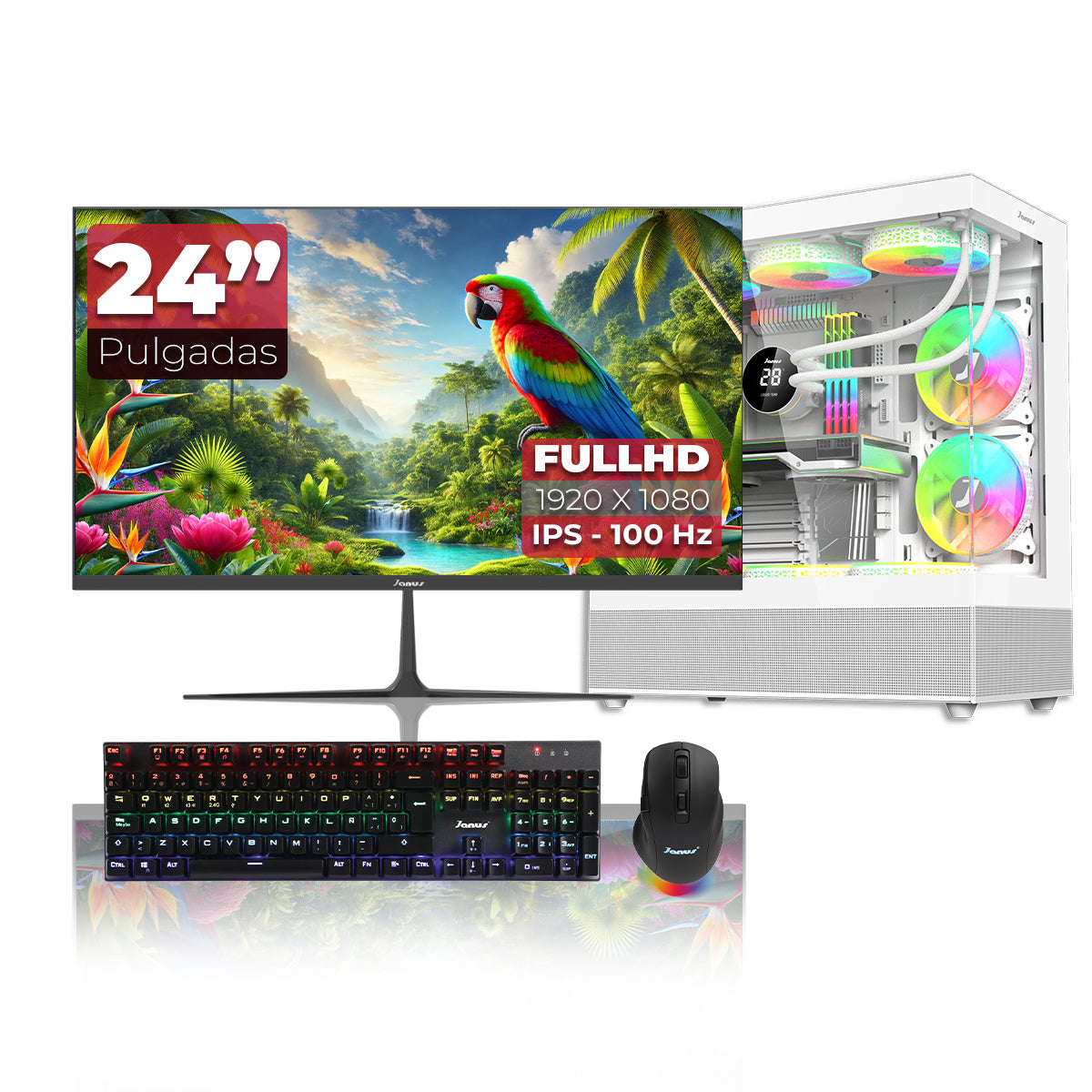 Computador Gamer Janus AMD RYZEN 9 9900X MEMORIA RAM 32GB RGB DDR5 SSD 1TB M.2   Board B850M-X WIFI   Refrigeracion Liquida 360MM NEGRA FUENTE Janus 650W 80 PLUS BRONZE