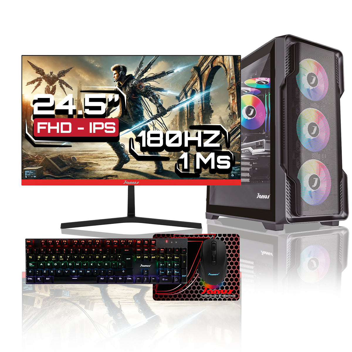 Computador Gamer Janus INTEL CORE I9 14900F MEMORIA RAM 16GB RGB DDR5 SSD 1TB M.2  RX 9070 STEEL LEGEND 16GB OC Board B760M-C WIFI   Refrigeracion Liquida 360MM NEGRA FUENTE Janus 850W + 80 PLUS GOLD