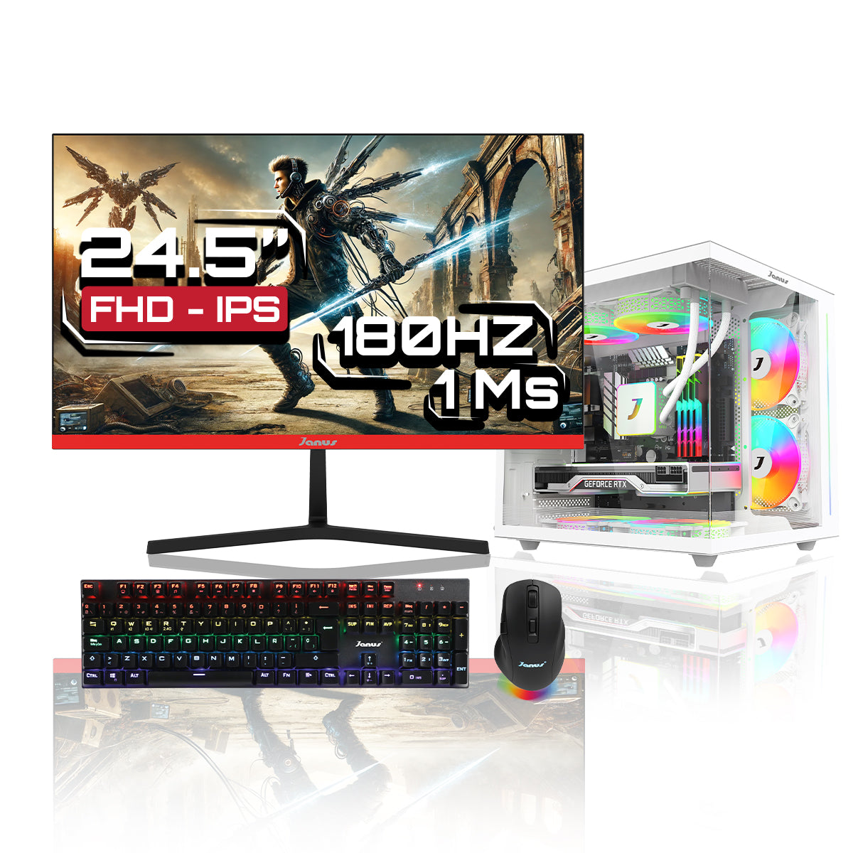 Computador Gamer Janus AMD RYZEN 5 8500G MEMORIA RAM 16GB RGB DDR5 SSD 512GB M.2   Board A620M-HDV-M2   Refrigeracion Liquida 240MM BLANCA FUENTE Janus 650W 80 PLUS BRONZE