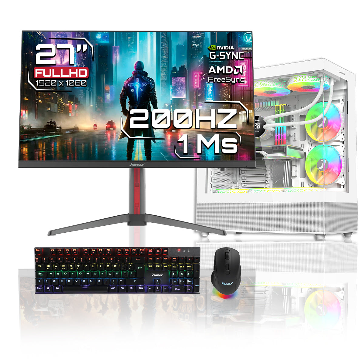 Computador Gamer Janus AMD RYZEN 9 9900X MEMORIA RAM 32GB RGB DDR5 SSD 1TB M.2   Board B850M-X WIFI   Refrigeracion Liquida 360MM NEGRA FUENTE Janus 650W 80 PLUS BRONZE