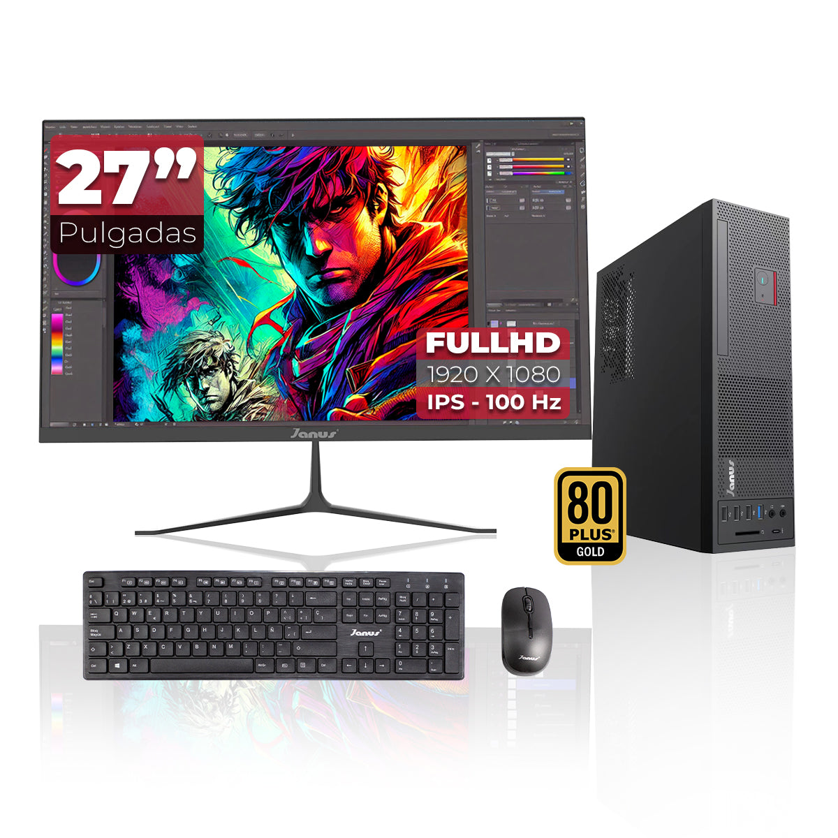 WORKSTATION JANUS INTEL CORE I5 14400 MEMORIA RAM 16GB SSD 512GB M.2   BOARD H610M    FUENTE JANUS 300W 80 + GOLD