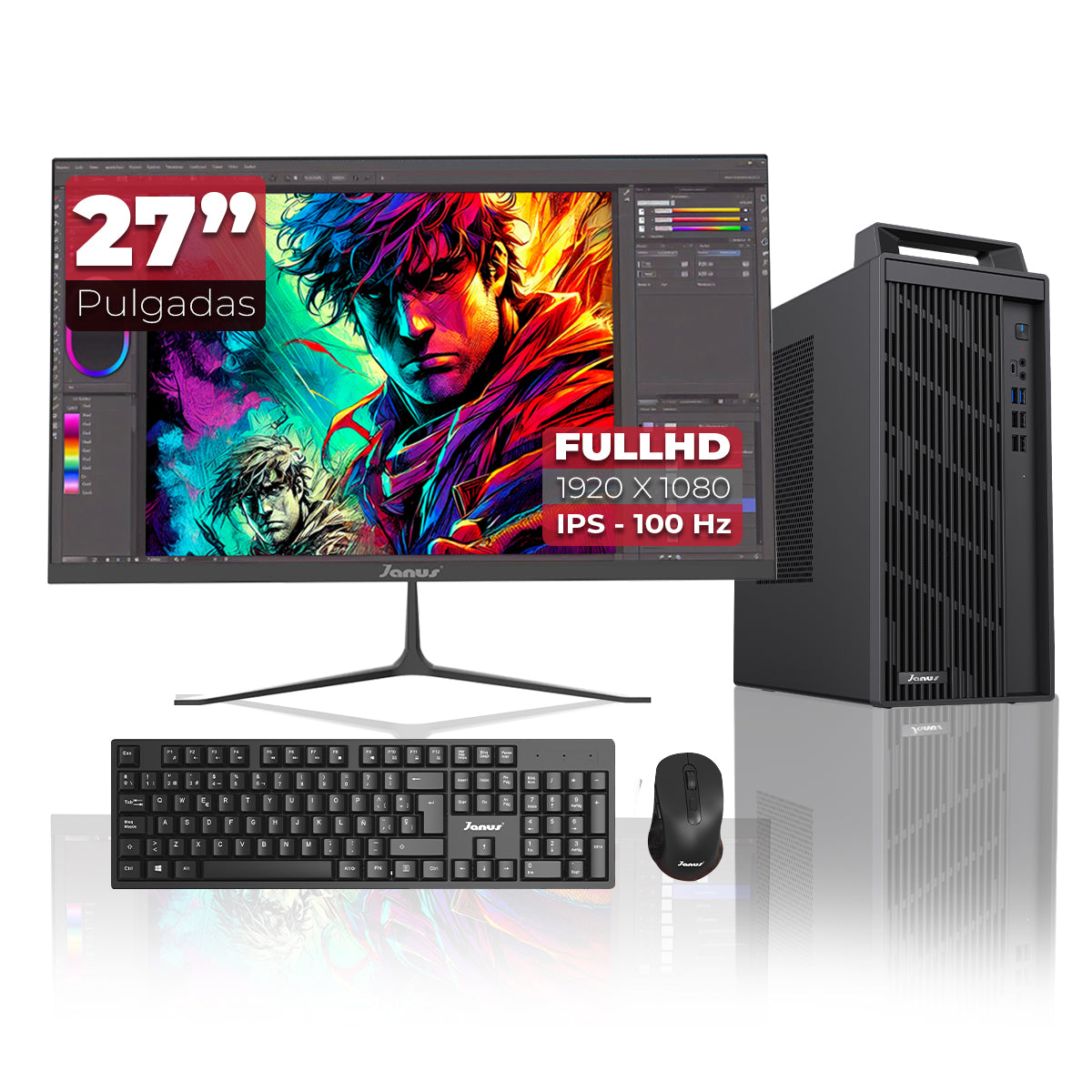 Computador De Escritorio Janus Intel Core I7 14700 Memoria Ram 32Gb Ddr5 Ssd 512Gb M.2   Board B760M-Cw    Fuente Janus 350W