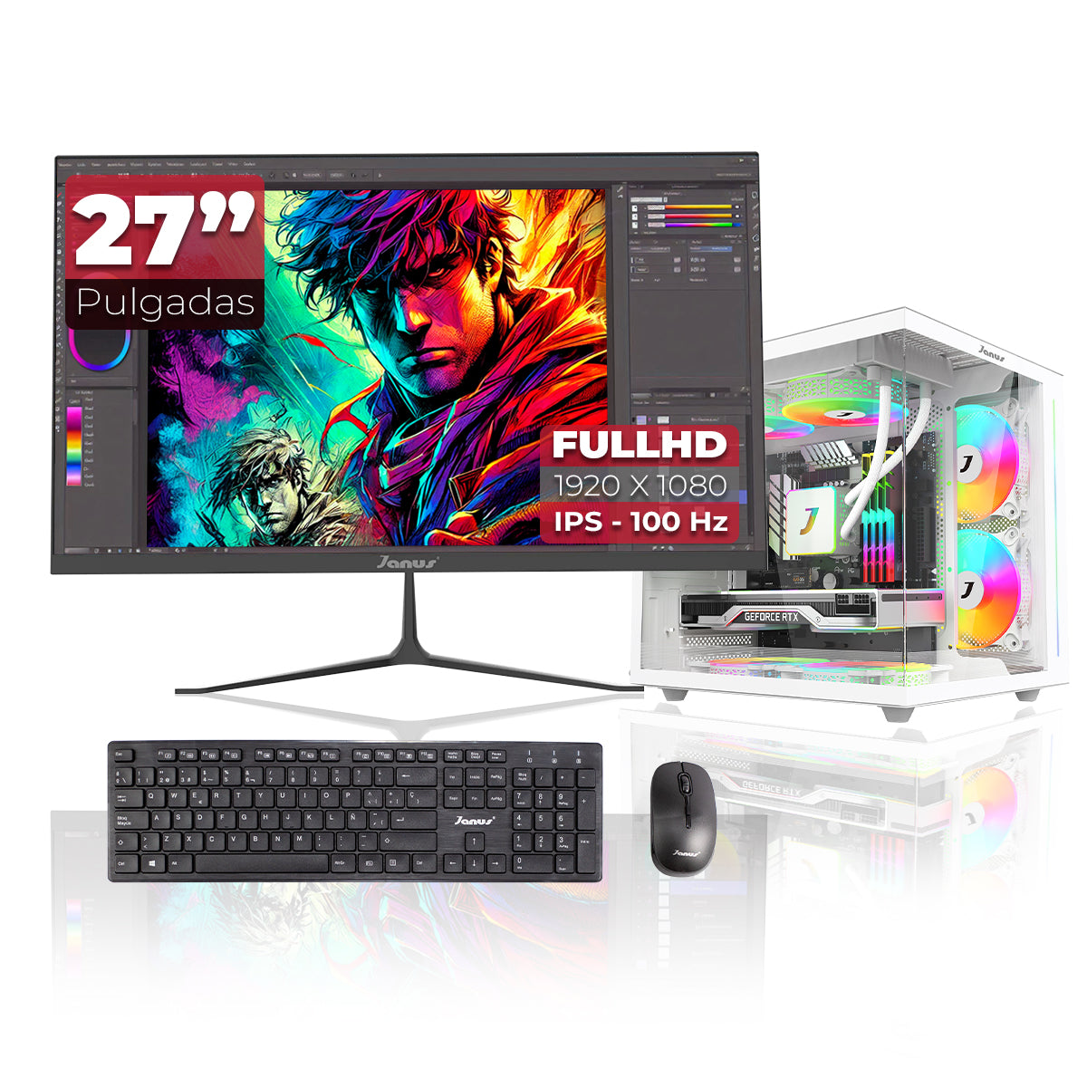 Computador Gamer Janus INTEL CORE I7 14700 MEMORIA RAM 16GB RGB DDR5 SSD 512GB M.2   Board B760M-C WIFI    FUENTE Janus 850W + 80 BRONZE