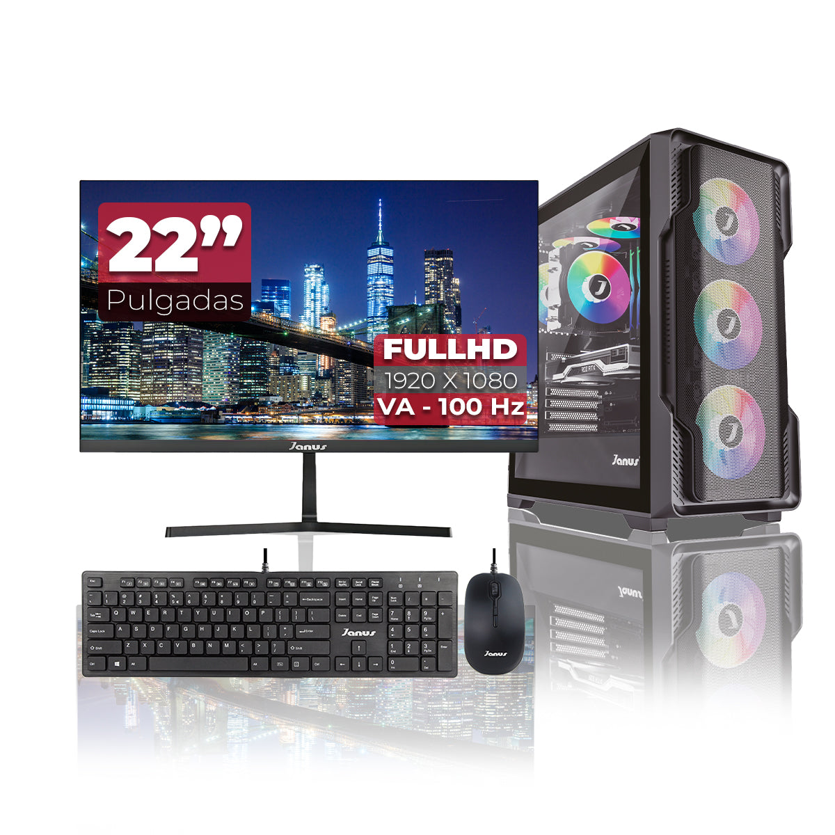 Computador Gamer Janus AMD RYZEN 5 8600G MEMORIA RAM 16GB RGB DDR5 SSD 512GB M.2   Board A520M    FUENTE Janus 350W