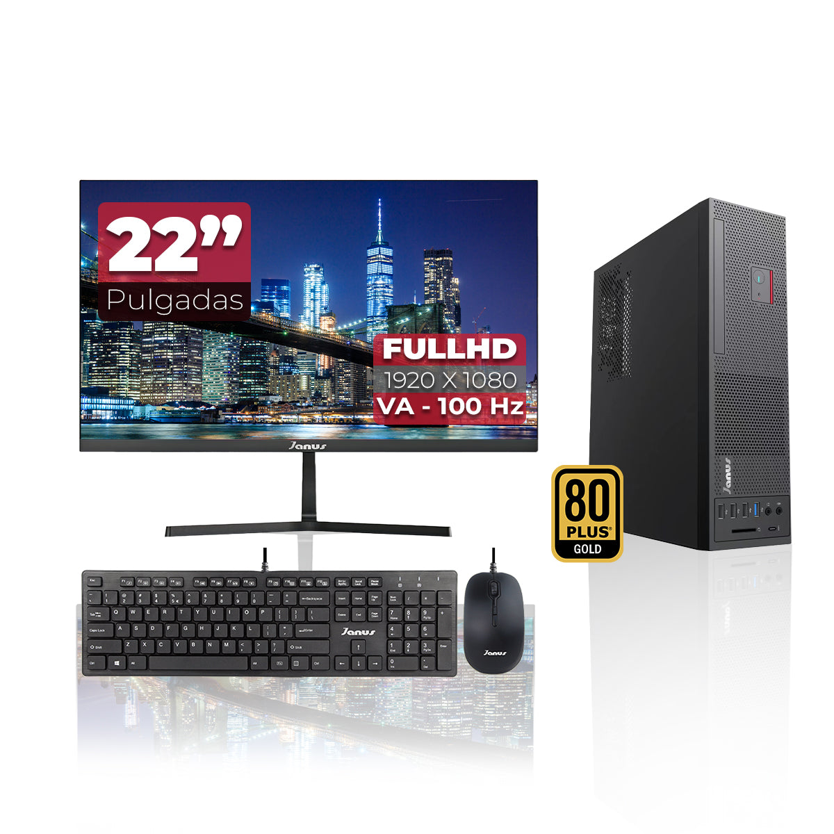 WORKSTATION JANUS INTEL CORE I5 14400 MEMORIA RAM 16GB SSD 512GB M.2   BOARD H610M    FUENTE JANUS 300W 80 + GOLD