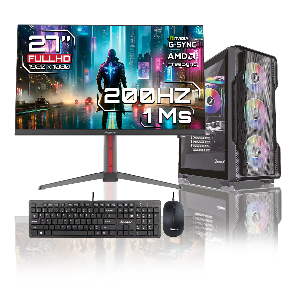 Computador Gamer Janus AMD RYZEN 5 8600G MEMORIA RAM 16GB RGB DDR5 SSD 512GB M.2   Board A520M    FUENTE Janus 350W