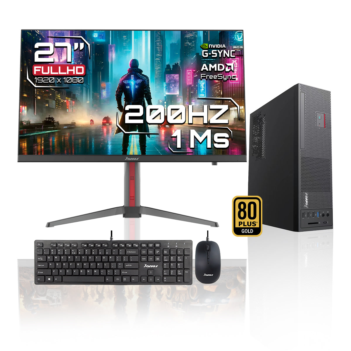 WORKSTATION JANUS INTEL CORE I5 14400 MEMORIA RAM 16GB SSD 512GB M.2   BOARD H610M    FUENTE JANUS 300W 80 + GOLD