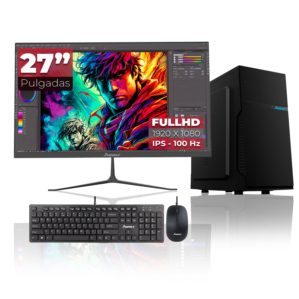 Computador De Escritorio Janus Amd Ryzen 5 4655G Memoria Ram 16Gb Ssd 512Gb M.2   Board A520M-A Pro    Fuente Janus 400W